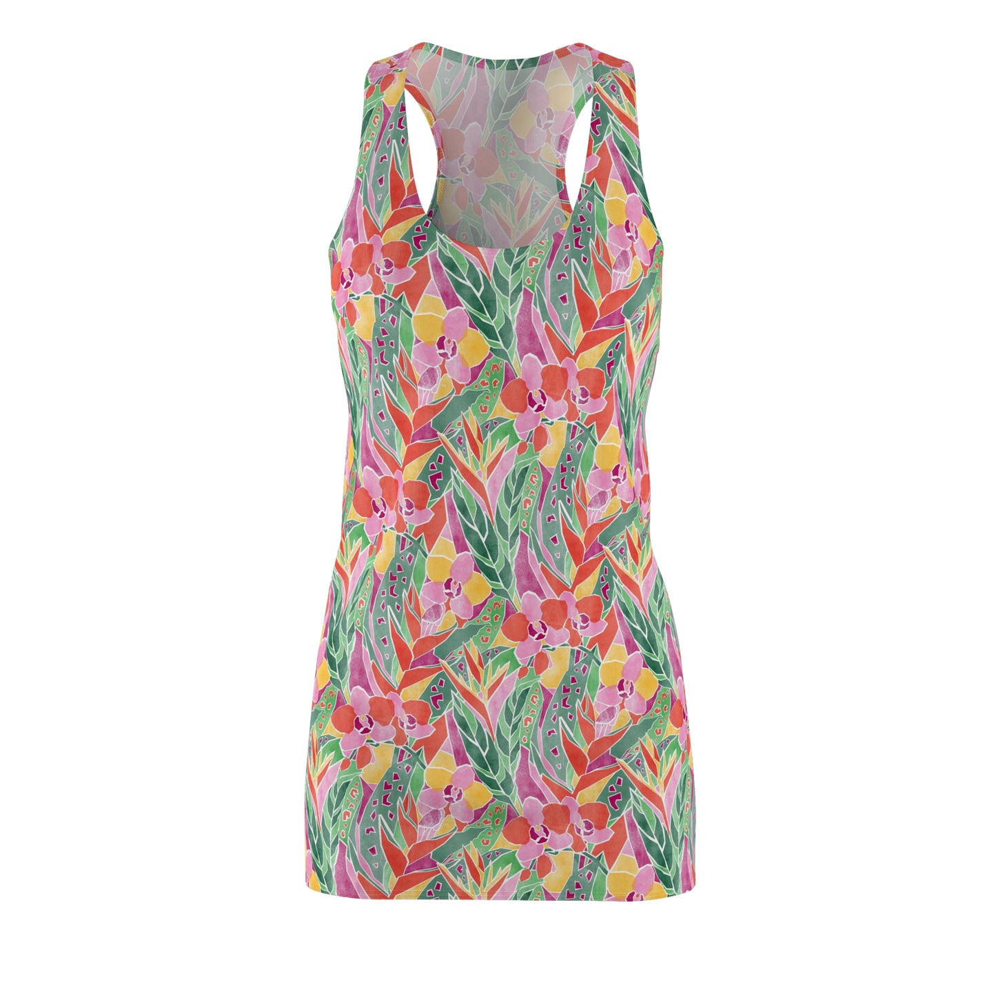 Women's Cut & Sew Racerback Dress - Tropical Floral Pattern