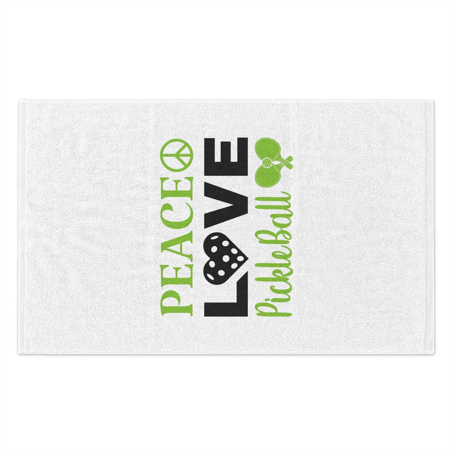 Rally Towel, 11x18- Peace Love Pickleball Design