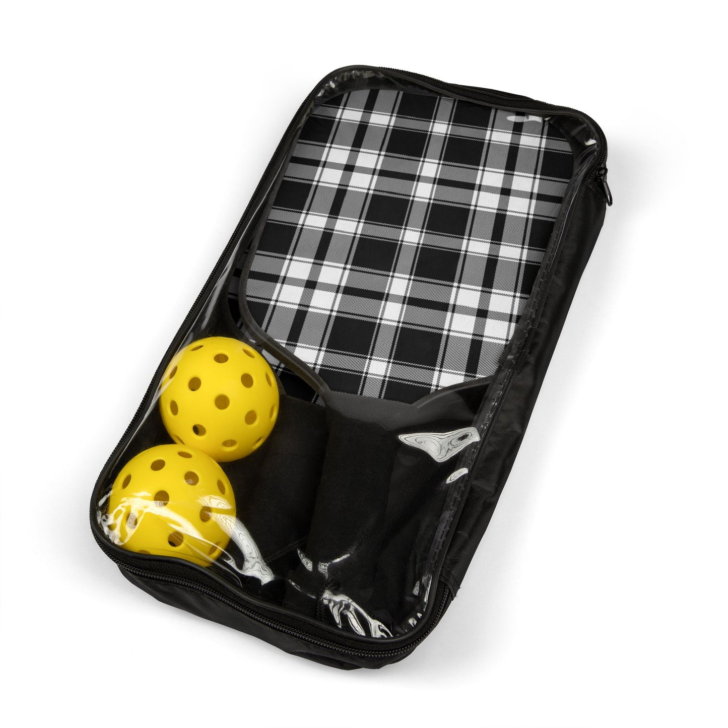 Pickleball Kit- Buffalo Plaid- Black & White