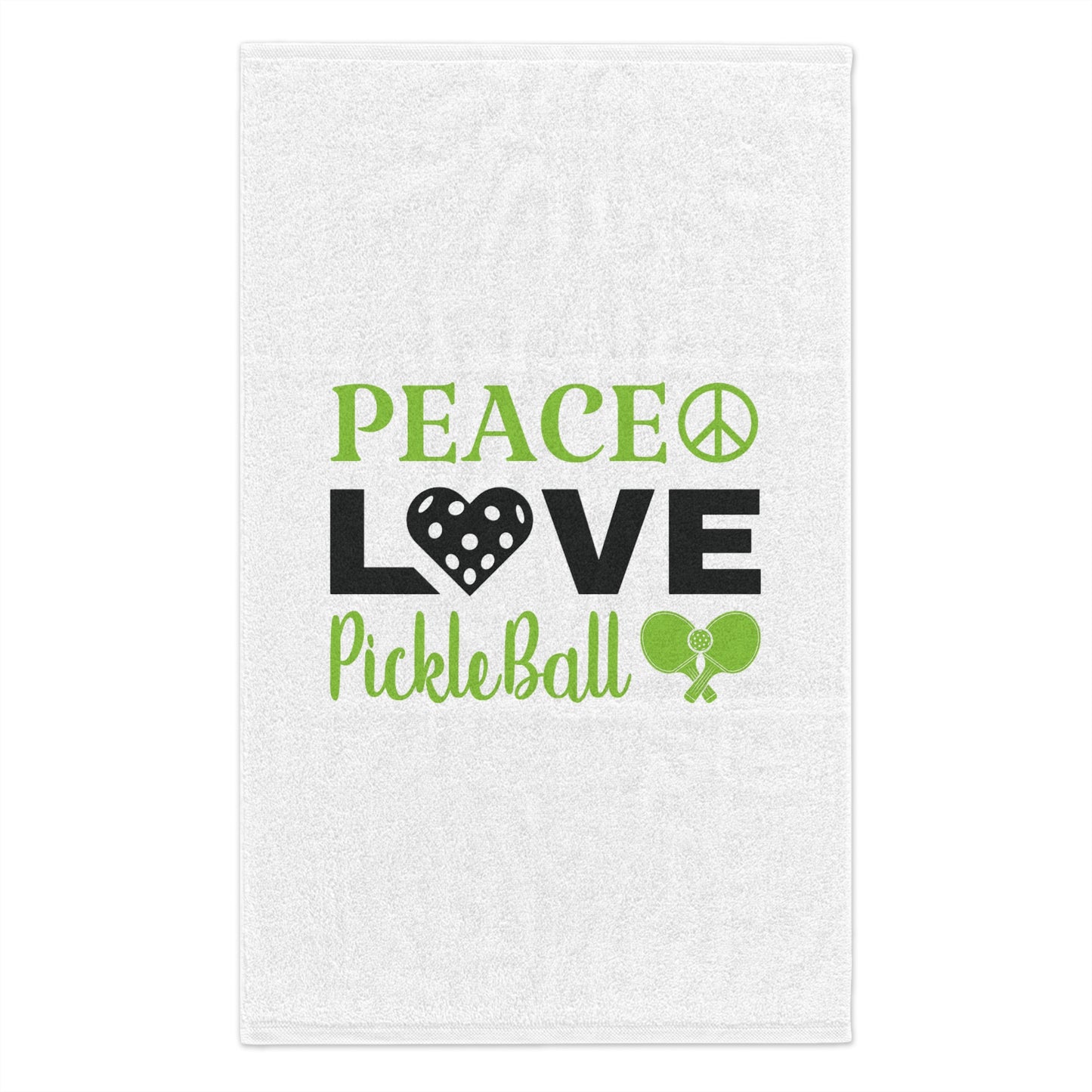 Rally Towel, 11x18- Peace Love Pickleball Design