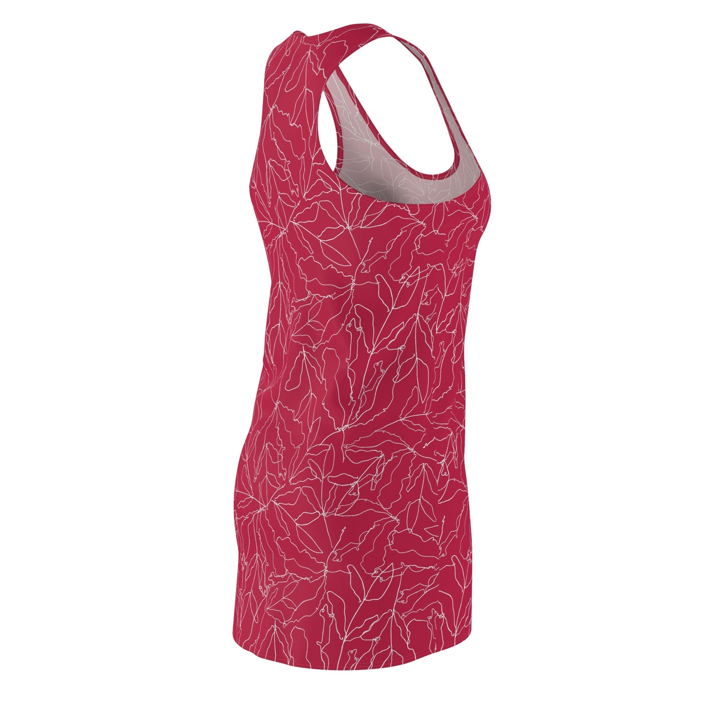Women's Cut & Sew Racerback Dress - Red Abstract Art Leaves