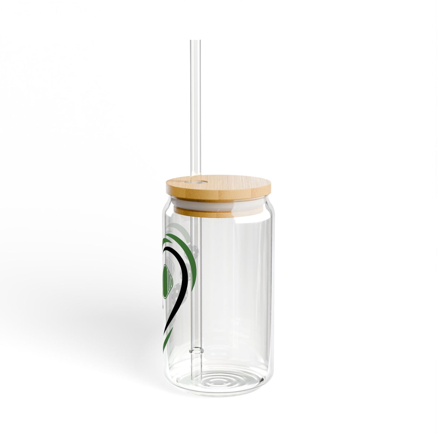 Sipper Glass, 16oz- Pickleball Heart