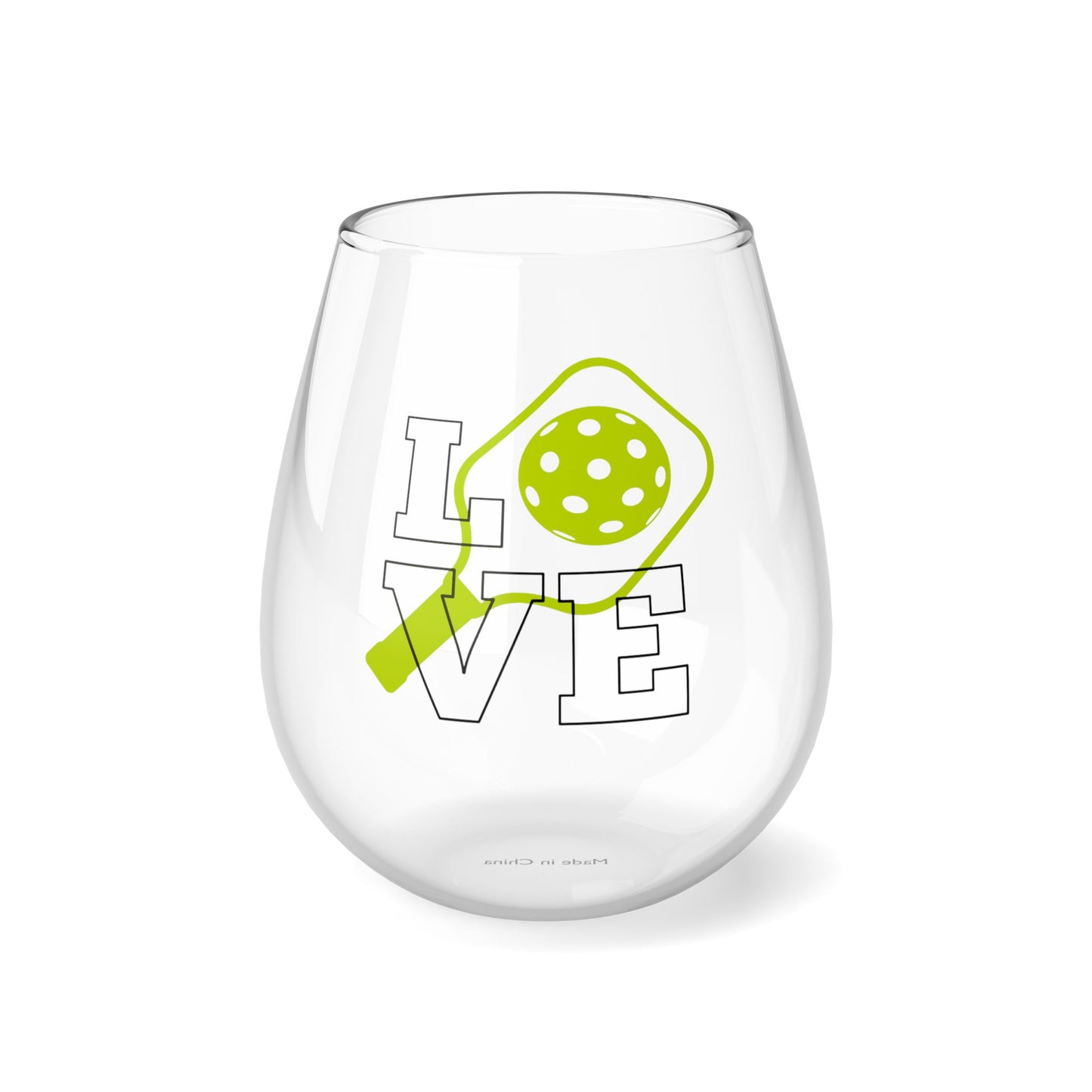 Stemless Wine Glass, 11.75oz LOVE Pickleball