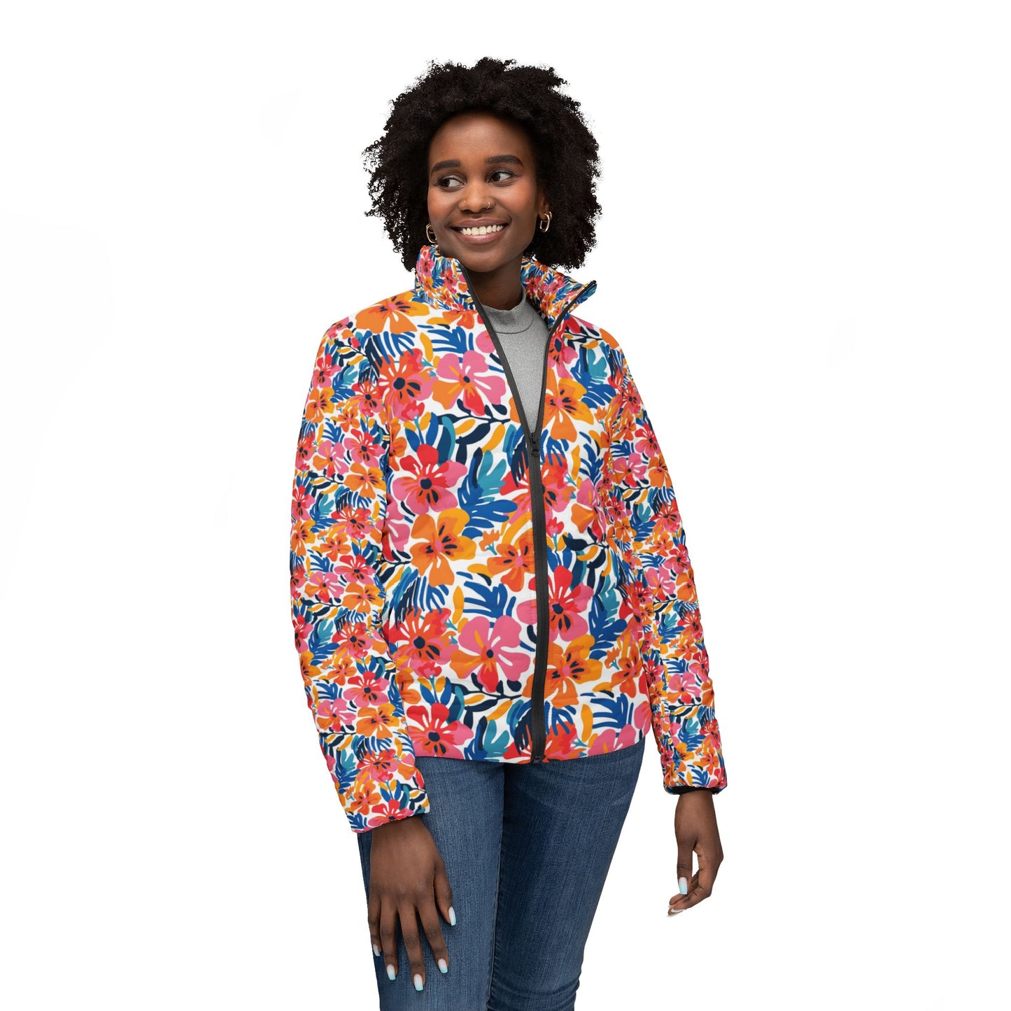 Colorful Tropical Puffer Jacket