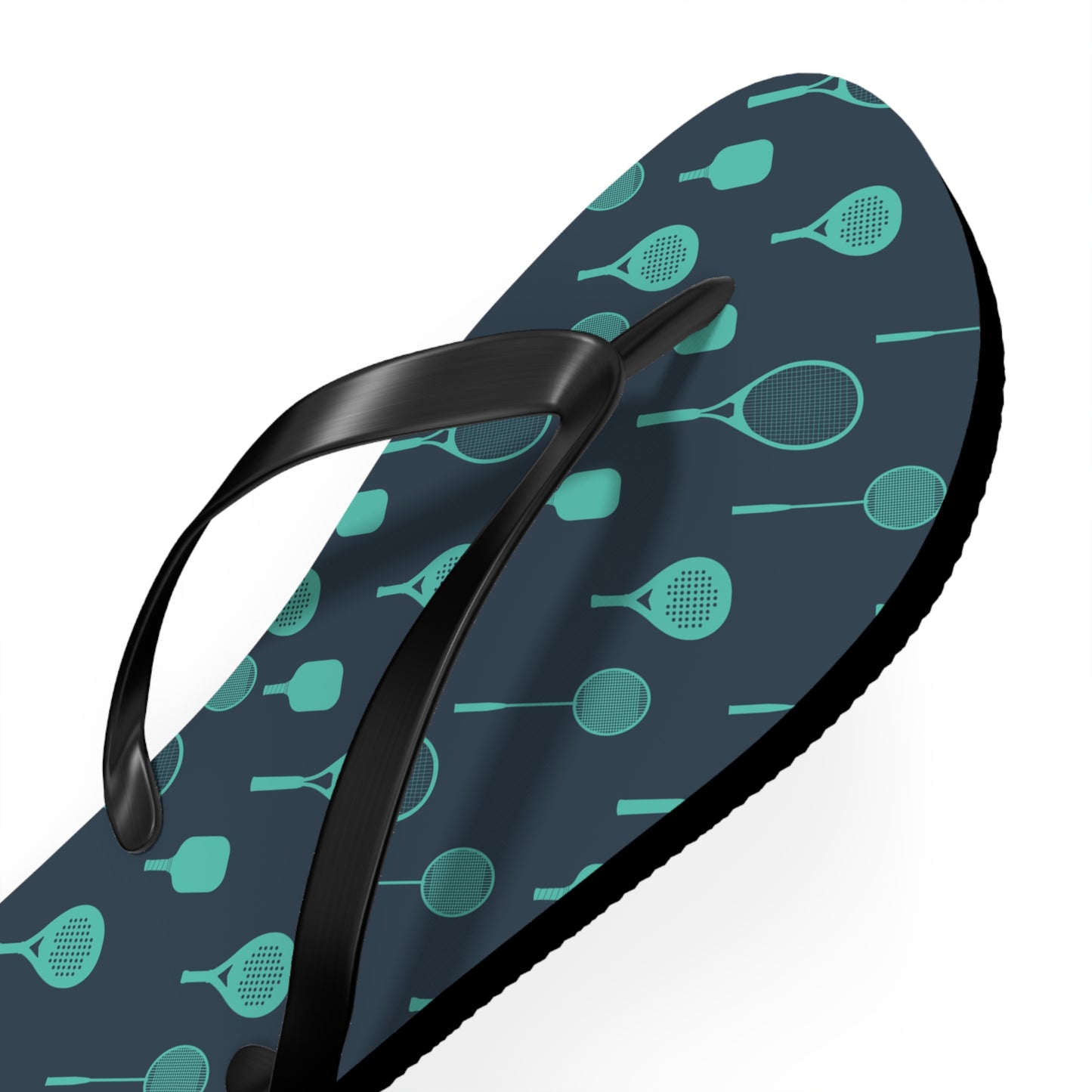 Flip Flops- Pickleball paddles - Navy blue background - turquoise design paddles