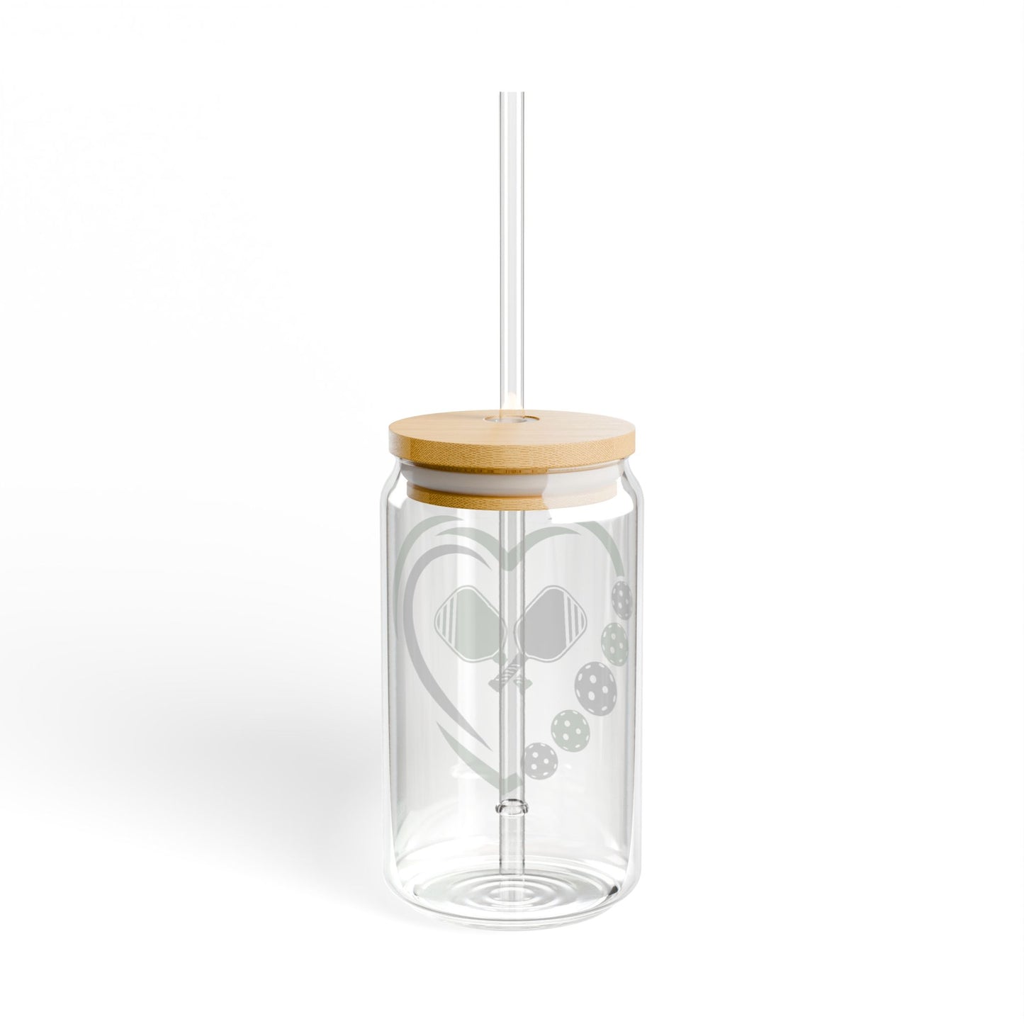 Sipper Glass, 16oz- Pickleball Heart