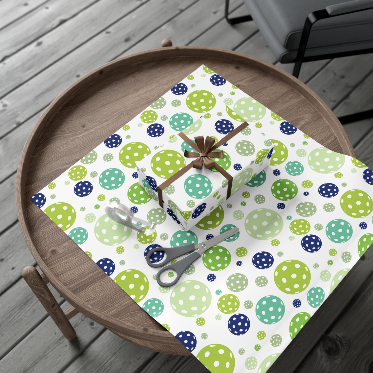 Gift Wrapping Paper - Green & Turquoise Pickleballs Design