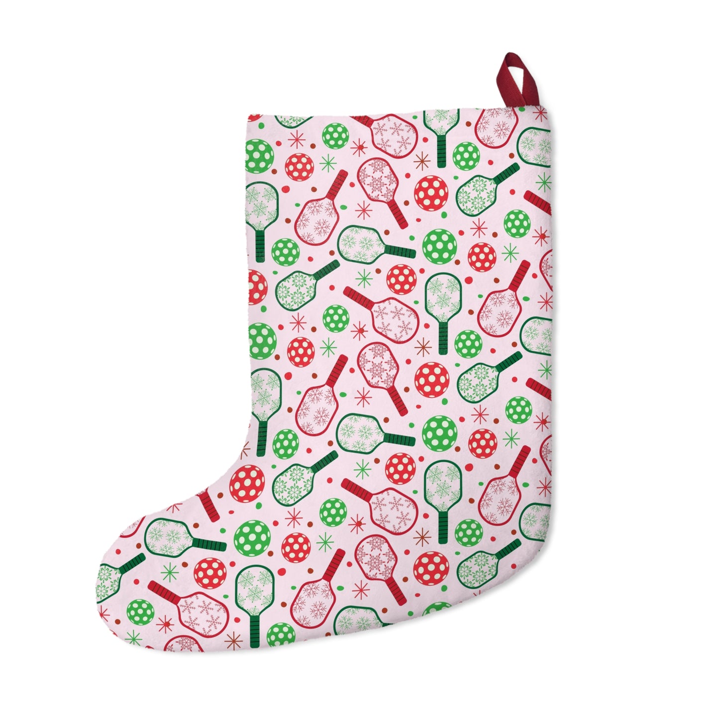 Christmas Stockings, Pickleball Paddles, Red and Green Pattern, Holiday Decor, Christmas Gift, Stocking Stuffer, Gift for Pickleball Player,