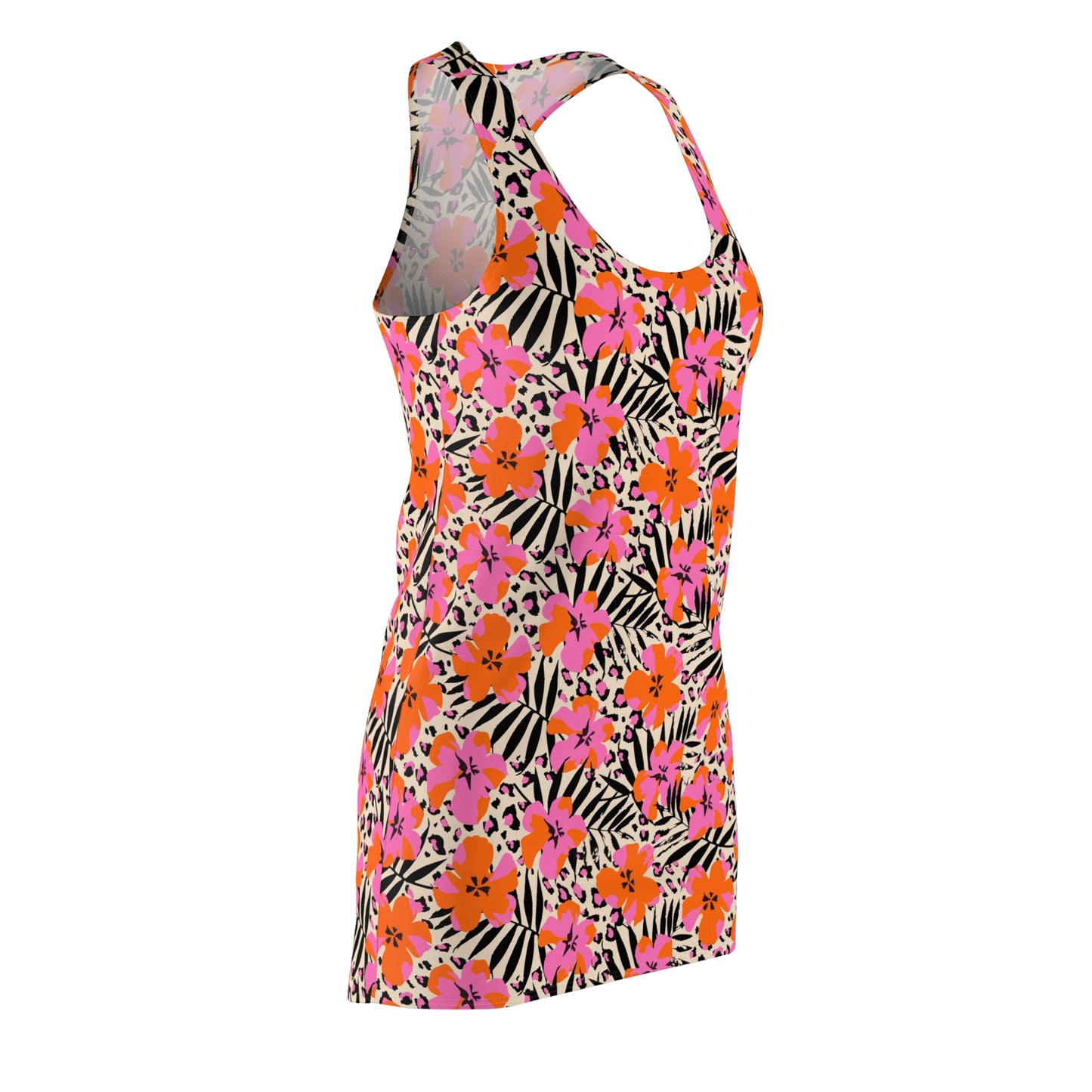 Women's Cut & Sew Racerback Dress- Floral Animal Print