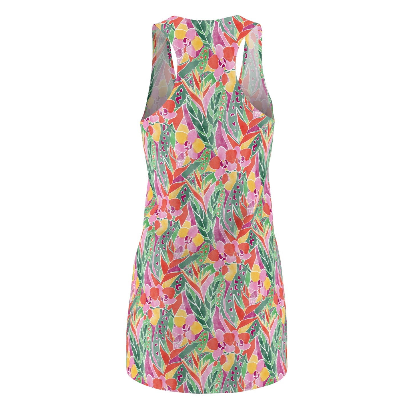 Women's Cut & Sew Racerback Dress - Tropical Floral Pattern