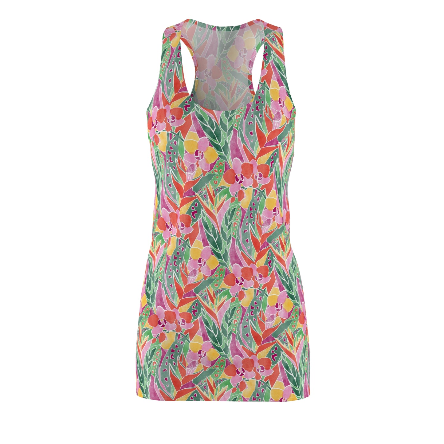 Women's Cut & Sew Racerback Dress - Tropical Floral Pattern