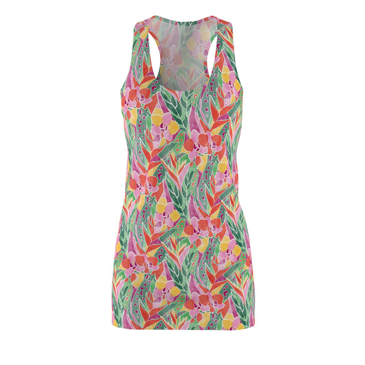 Women's Cut & Sew Racerback Dress - Tropical Floral Pattern