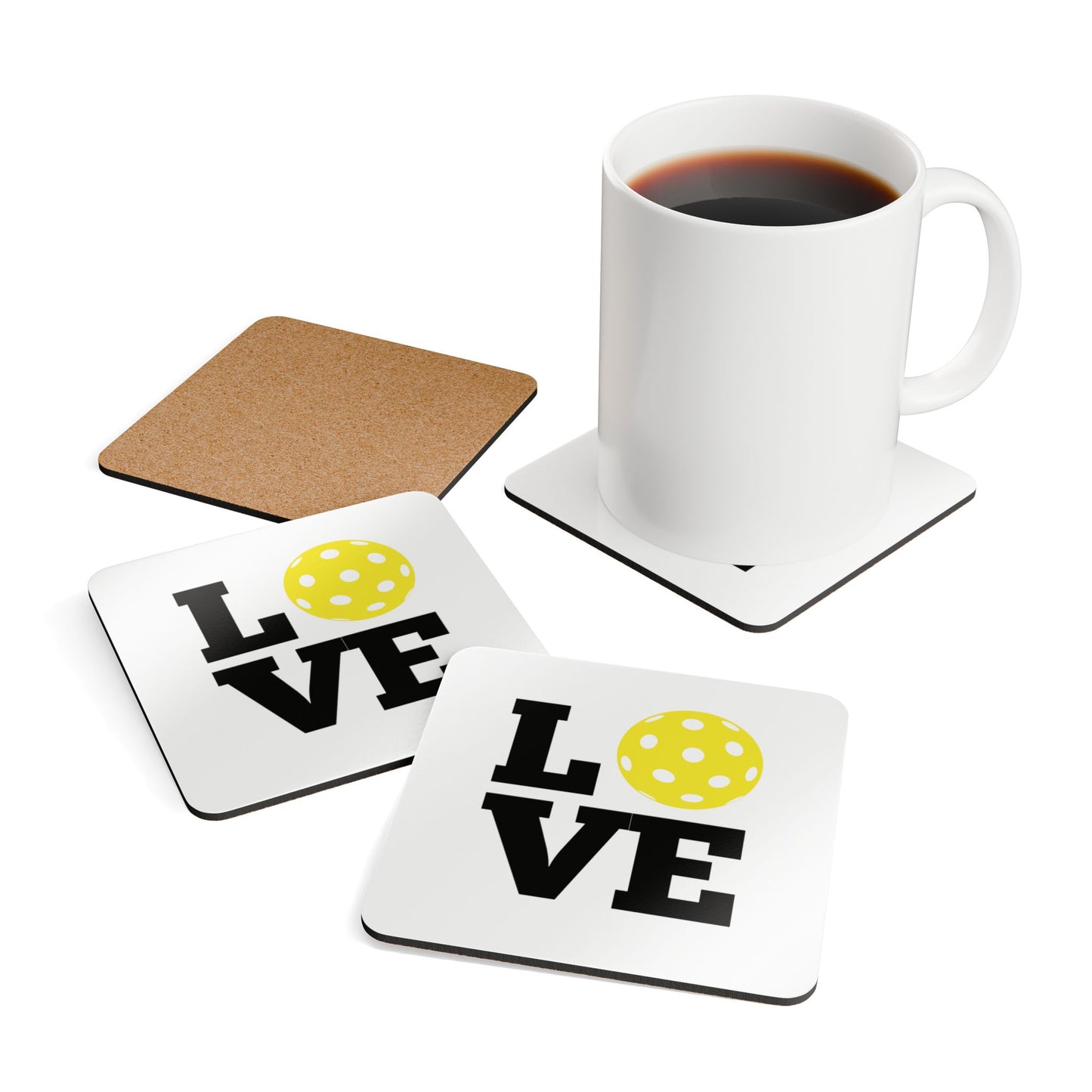 Corkwood Coaster Set- LOVE Pickleball