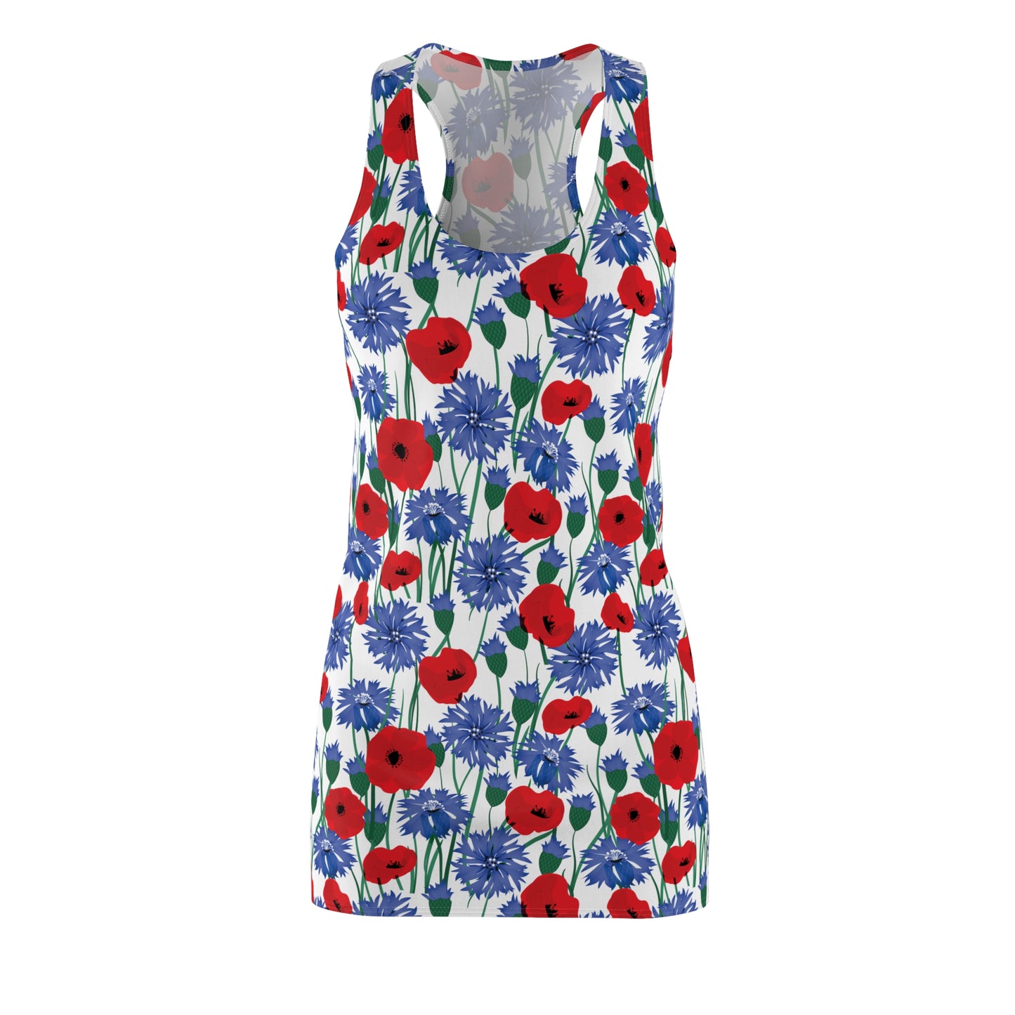 Women's Cut & Sew Racerback Dress - Florals Red Blue