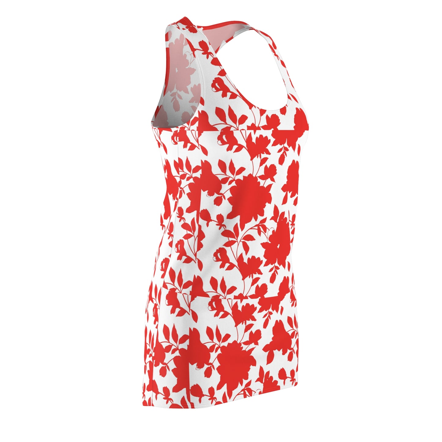 Women's Cut & Sew Racerback Dress -Red Hibiscus Flowers