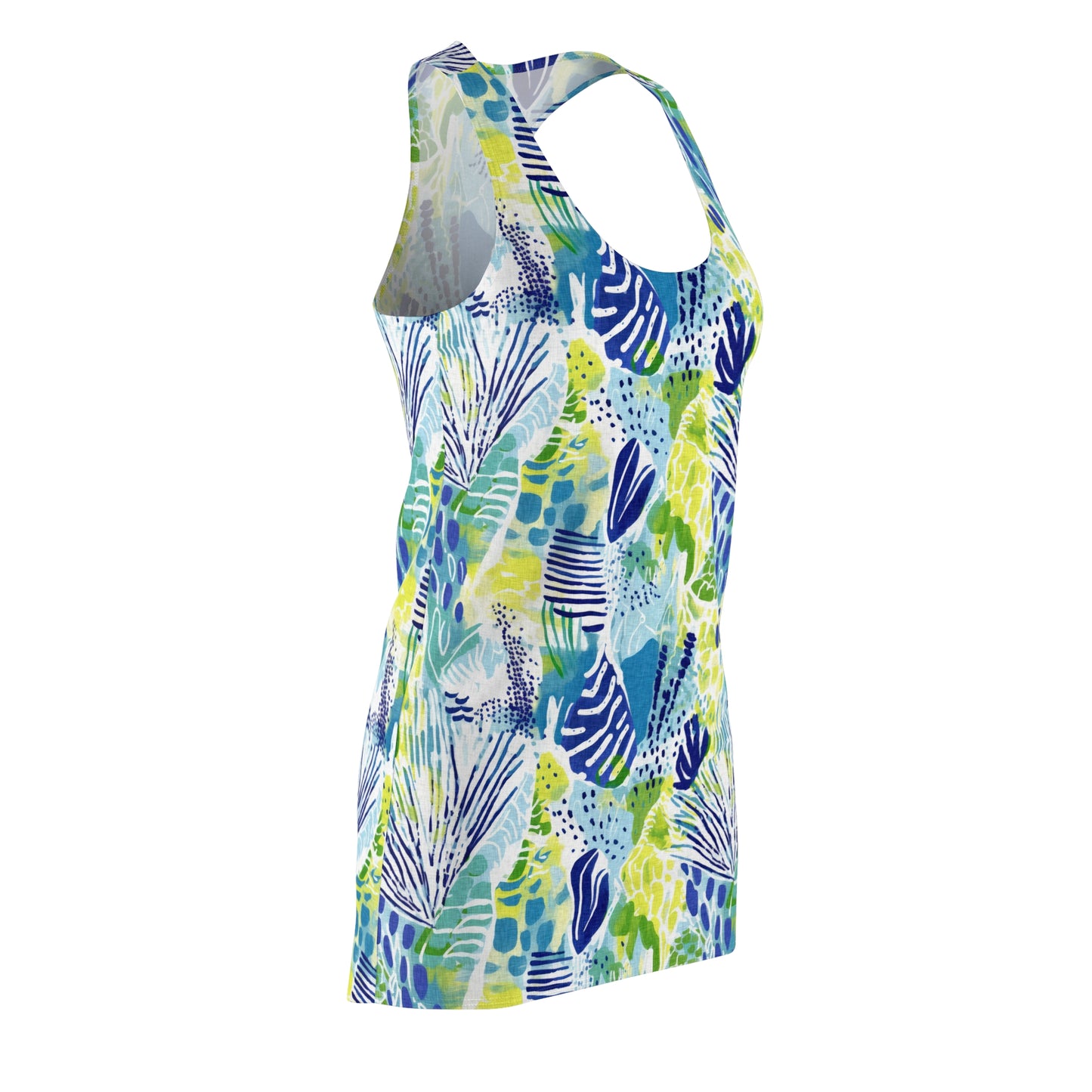 Women's Cut & Sew Racerback Dress - Blue And Light Green Coastal Theme