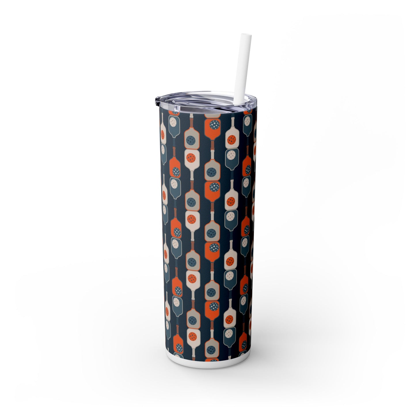 Skinny Tumbler with Straw, 20oz Pickleball Blue Paddles