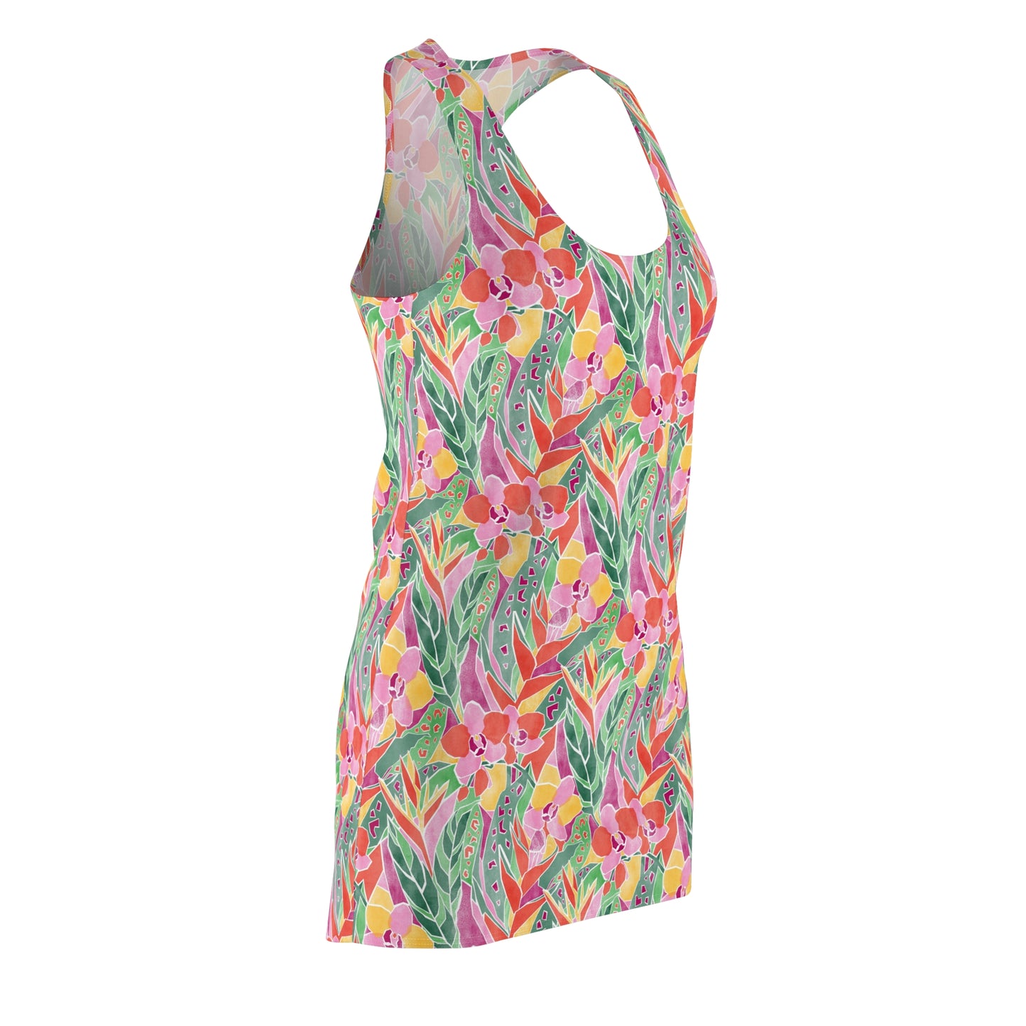 Women's Cut & Sew Racerback Dress - Tropical Floral Pattern