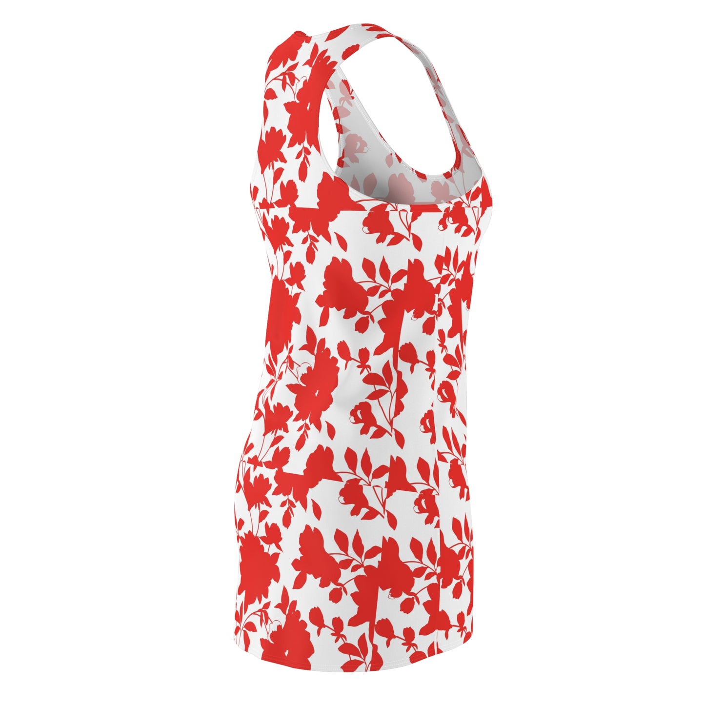 Women's Cut & Sew Racerback Dress -Red Hibiscus Flowers