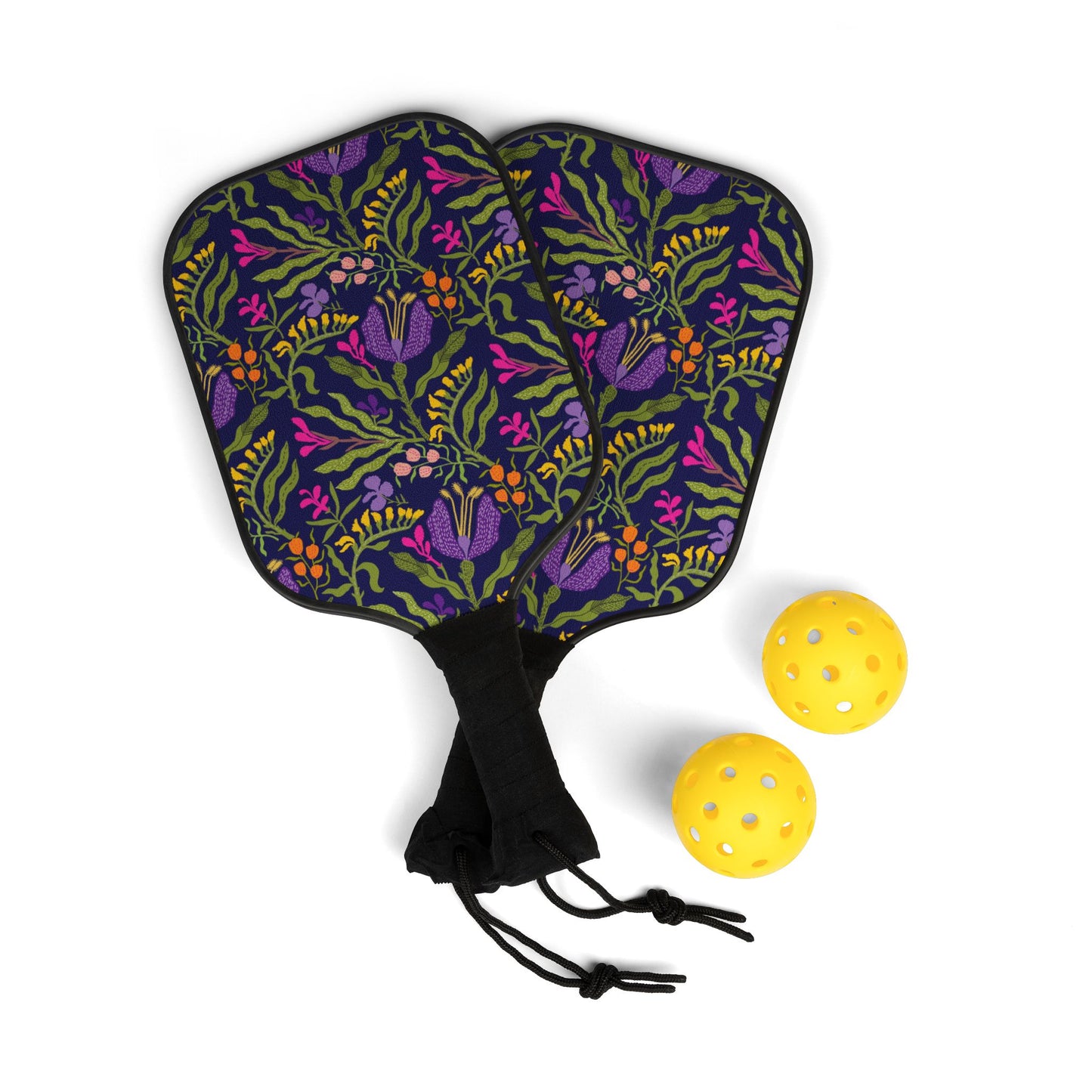 Vintage Purple Flowers Pickleball Kit - Retro Floral Equipment Set, Purple Blossom Pickleball Gear, Flower Pattern Paddle Package, Retro