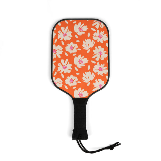 Pickleball Kit- Orange - white floral design