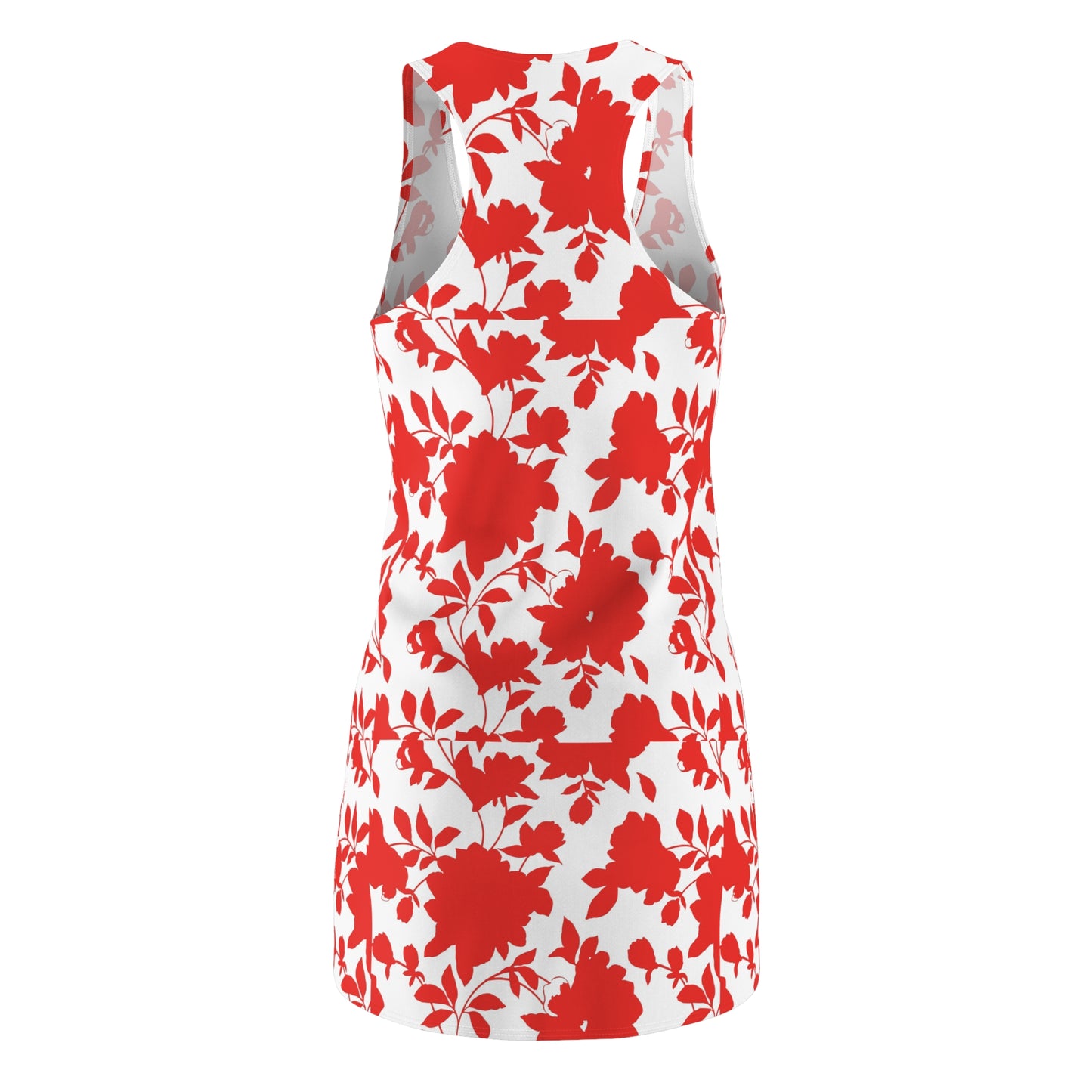 Women's Cut & Sew Racerback Dress -Red Hibiscus Flowers