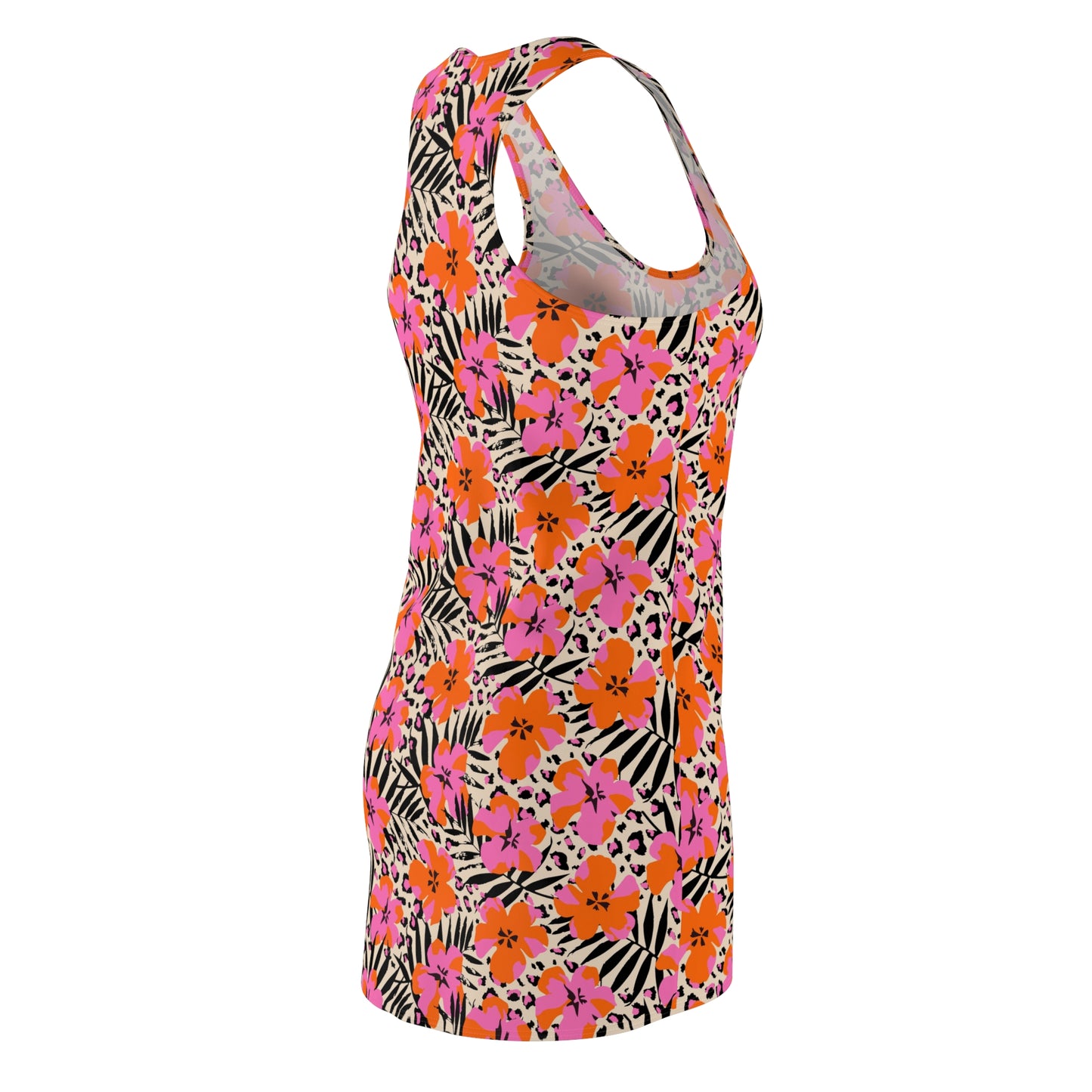 Women's Cut & Sew Racerback Dress- Floral Animal Print