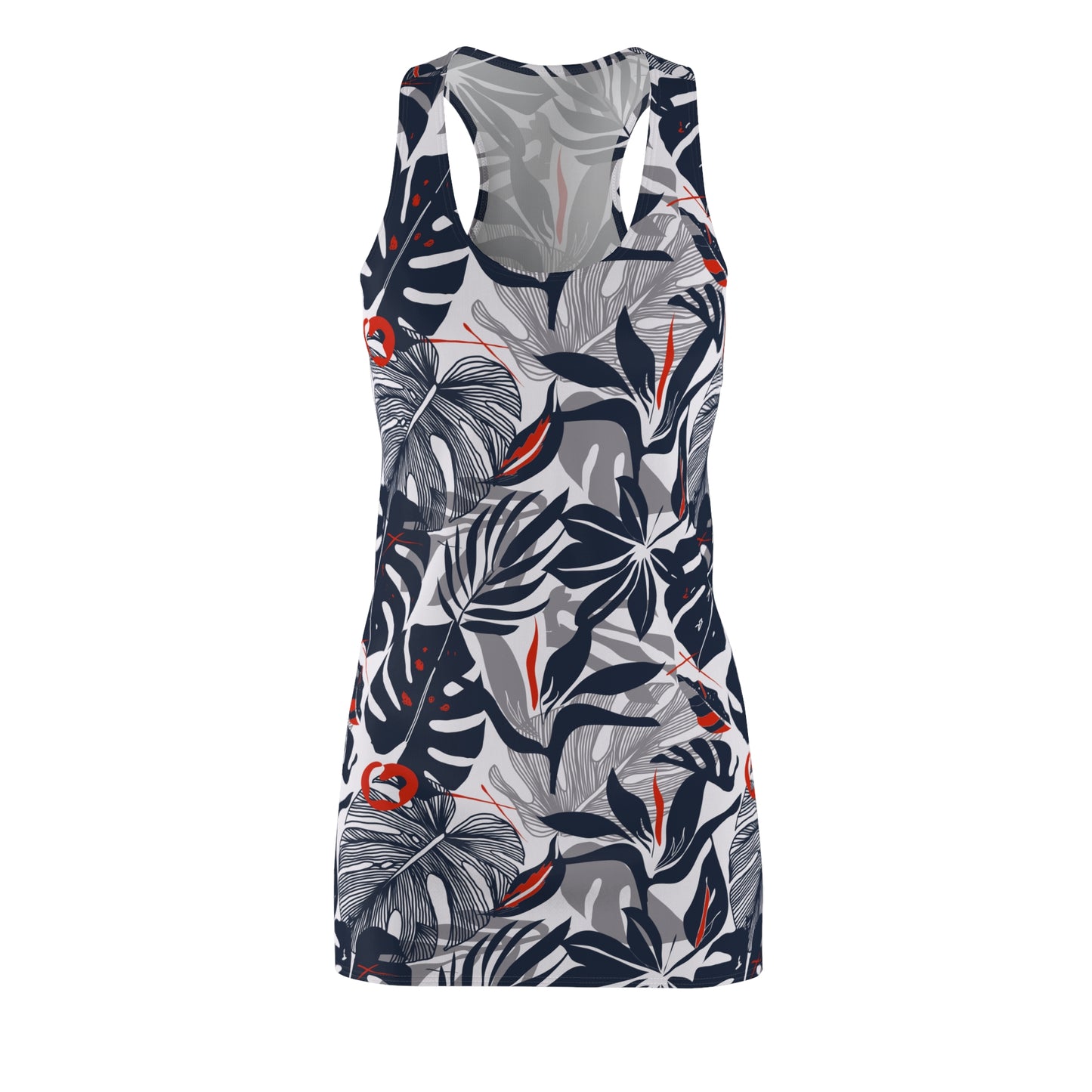 Women's Cut & Sew Racerback Dress- Black Tropical Floral