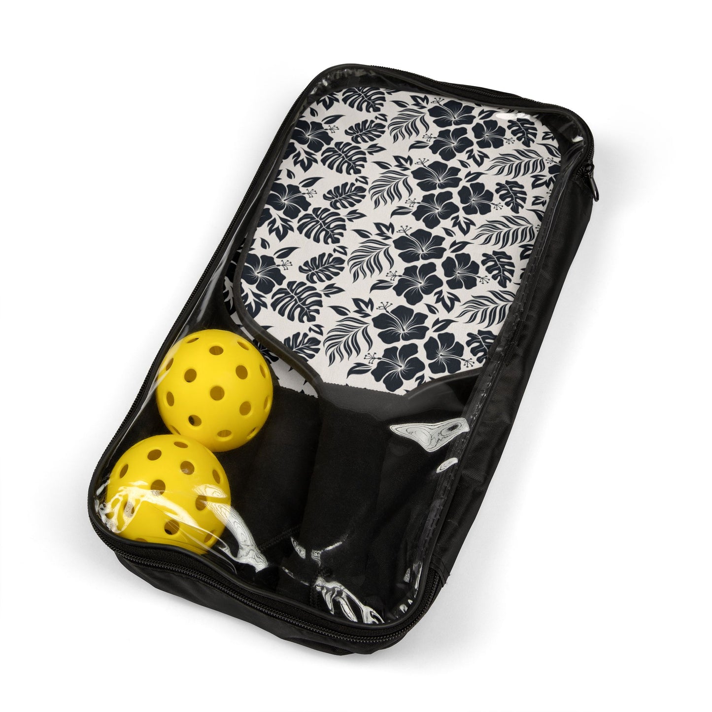 Pickleball Kit - Black & White Floral Designed