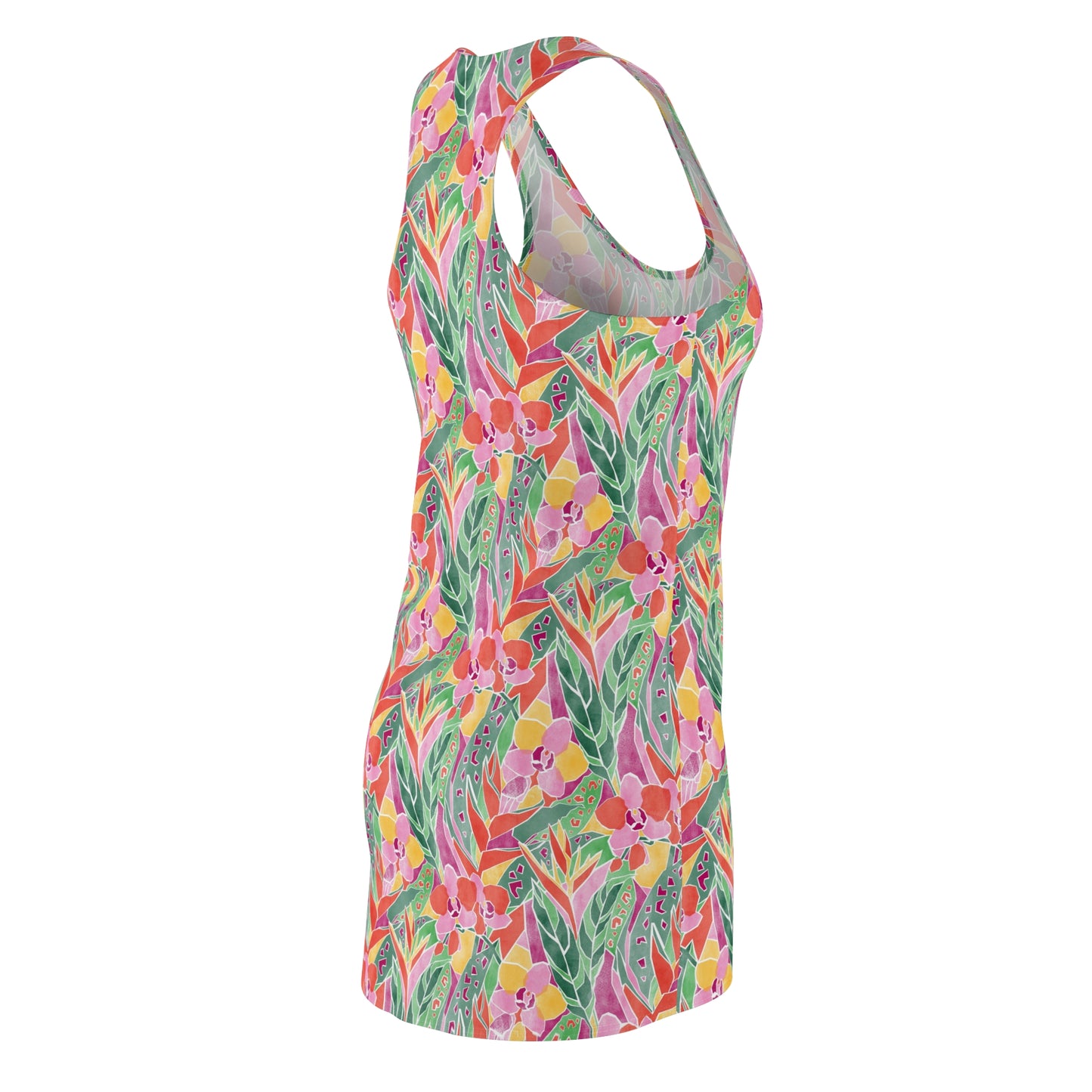 Women's Cut & Sew Racerback Dress - Tropical Floral Pattern