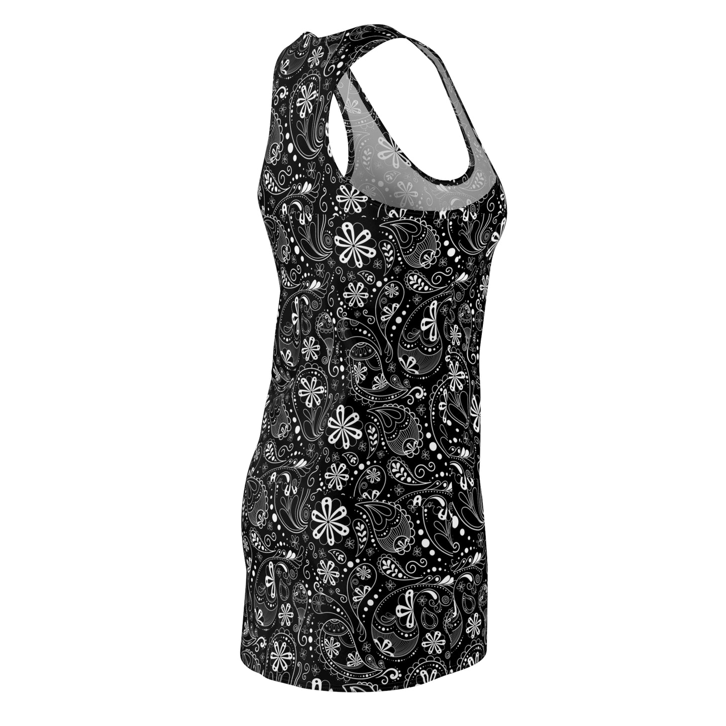 Women's Cut & Sew Racerback Dress - Black With With Floral Daisies