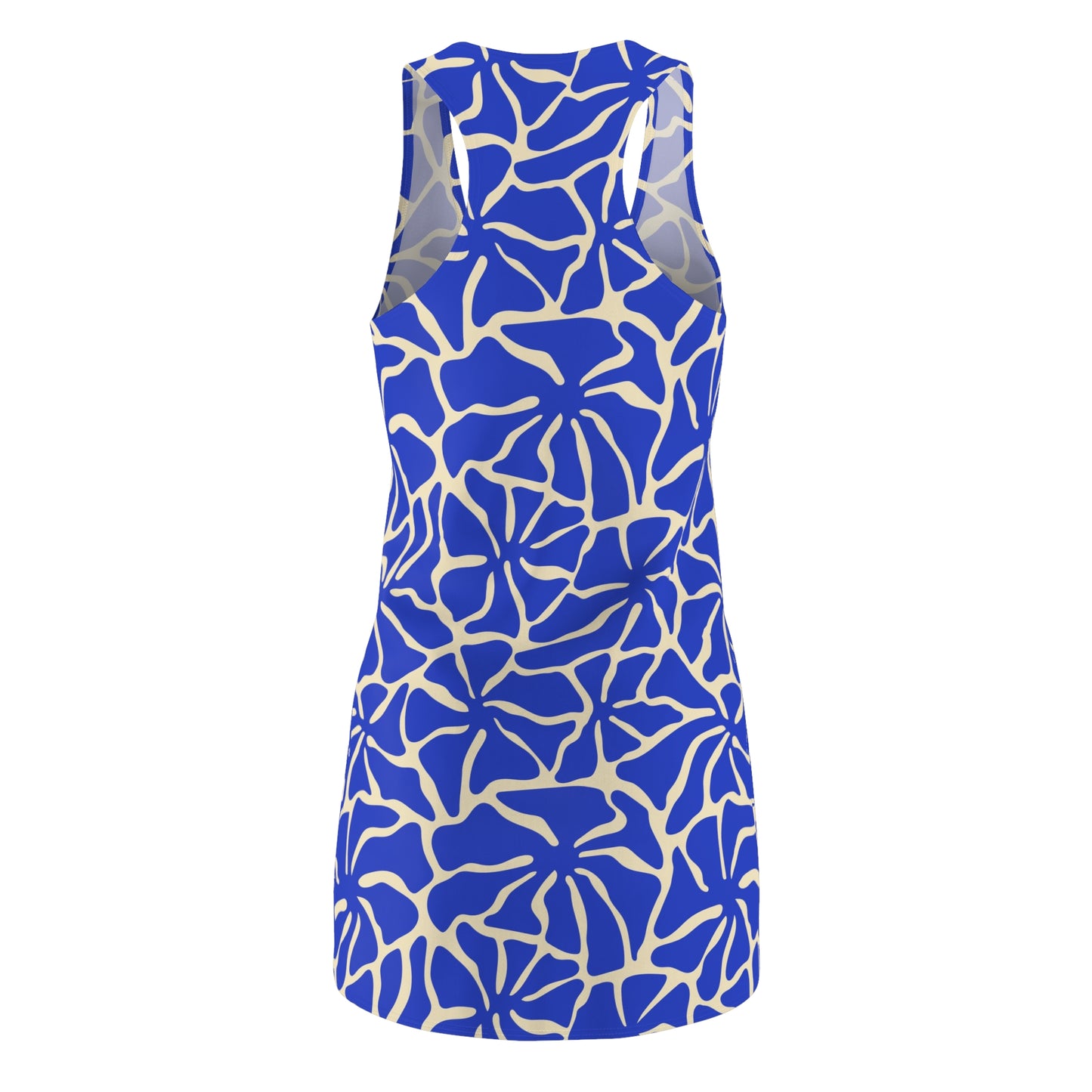 Athletic Dress, Blue Flower Art, Seamless Pattern, Contemporary Floral Design, Women's Fashion, Summer Outfit