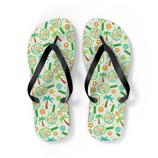 Flip Flops- Tropical Pickleball Paddles & Palm Tress