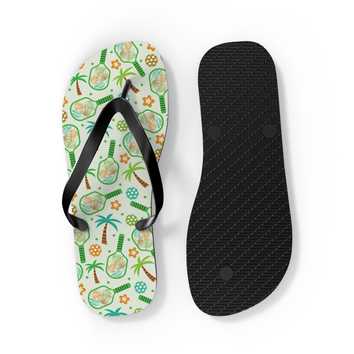 Flip Flops- Tropical Pickleball Paddles & Palm Tress