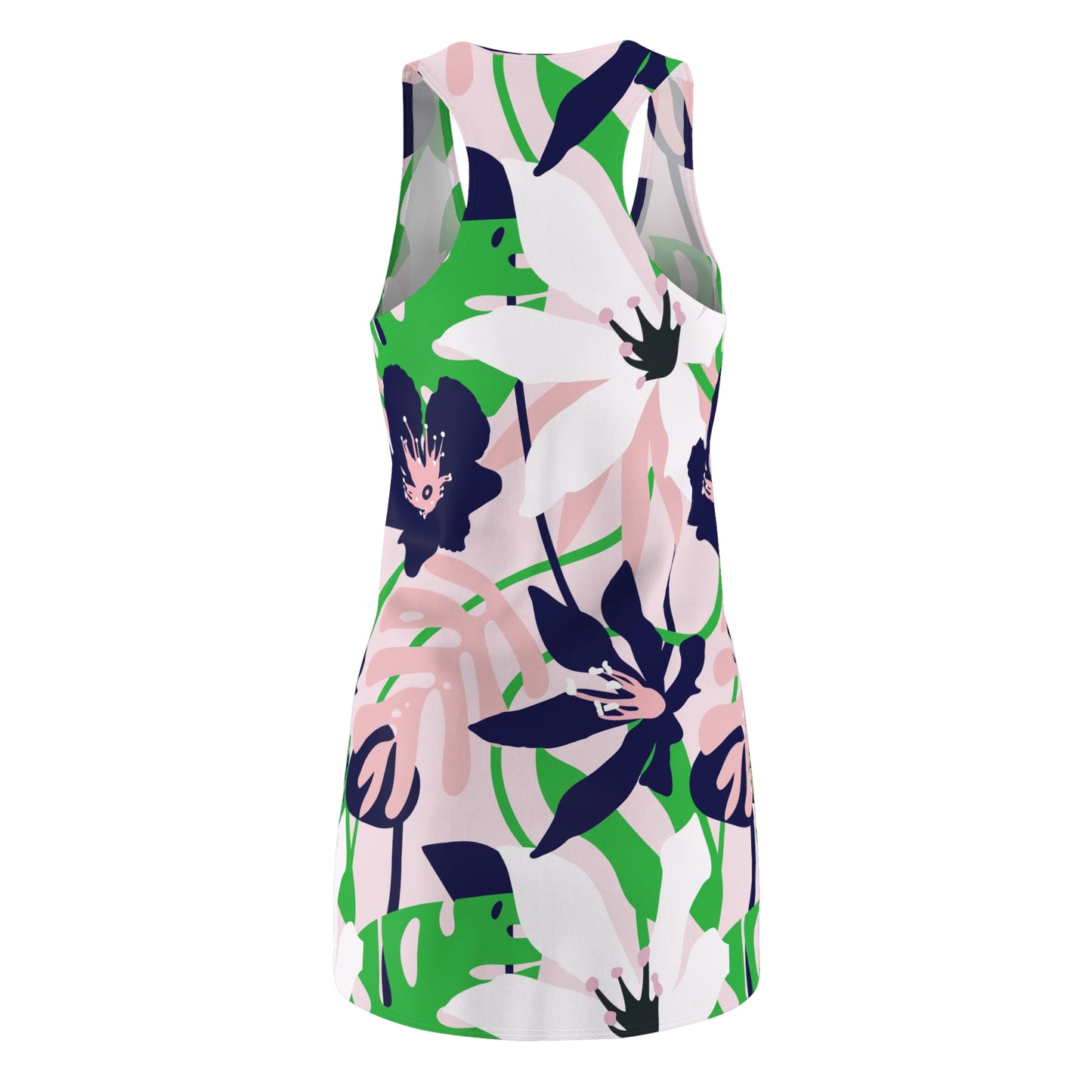 Women's Athletic Dress - Tropical Navy Blue With Pink Green Floral