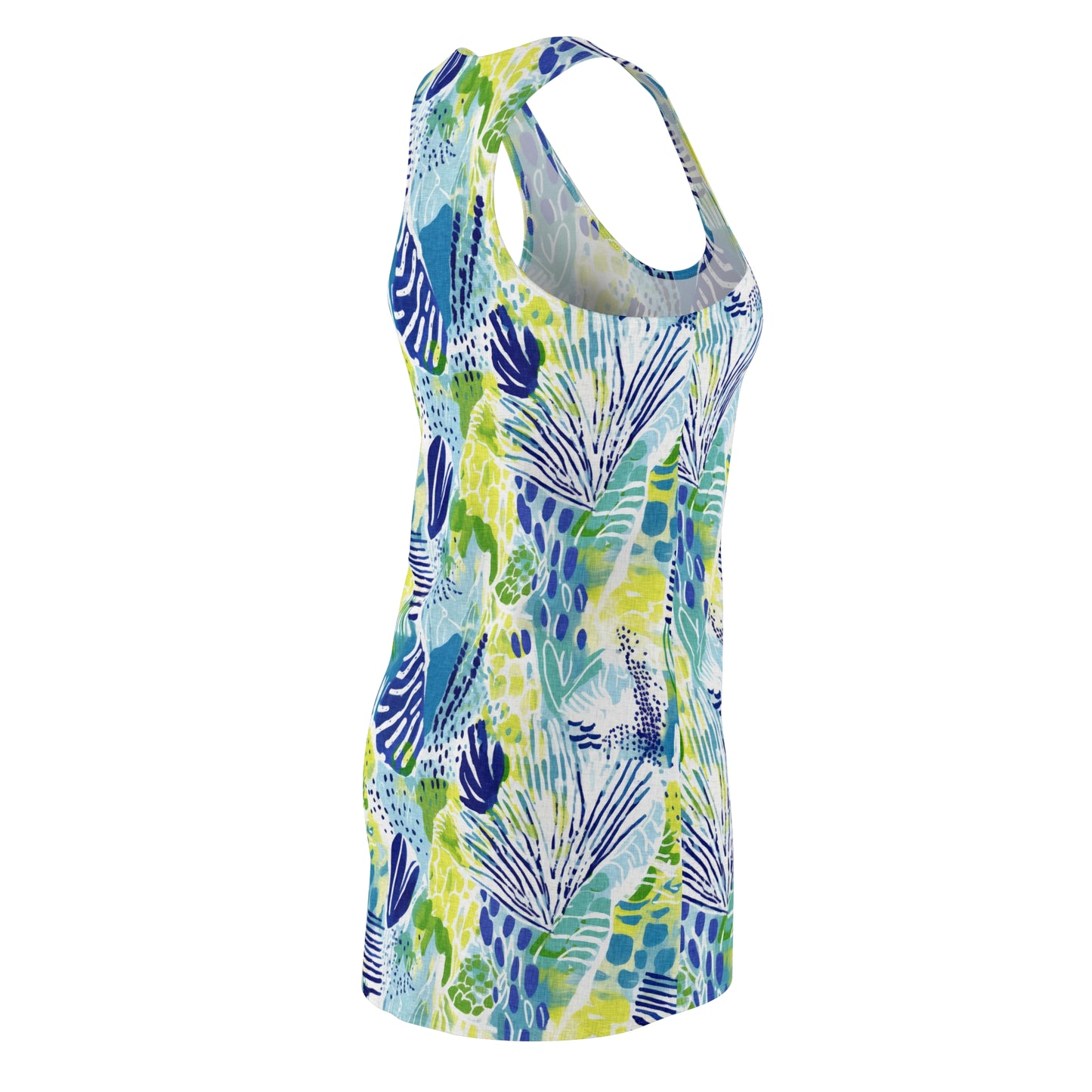 Women's Cut & Sew Racerback Dress - Blue And Light Green Coastal Theme