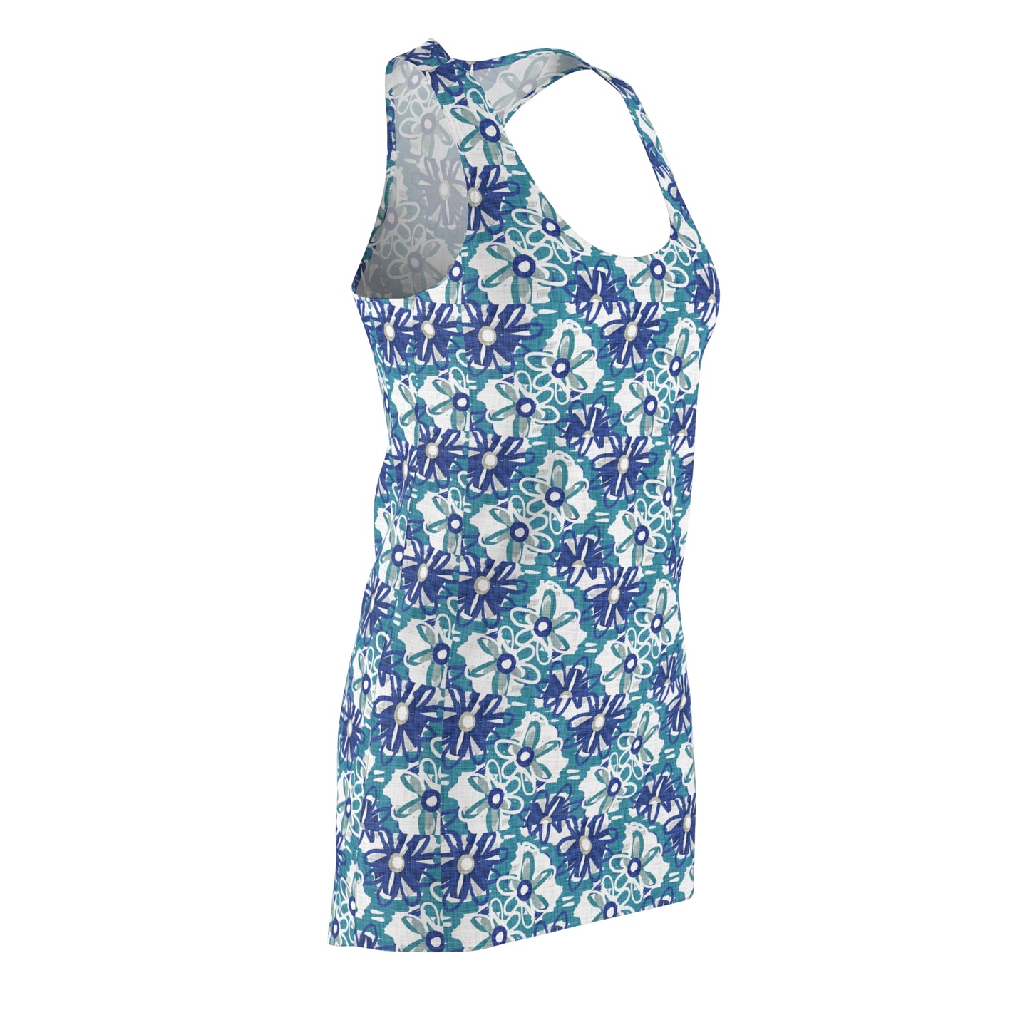 Women's Cut & Sew Racerback Dress -The Blues Floral Design