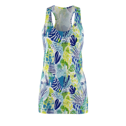 Women's Cut & Sew Racerback Dress - Blue And Light Green Coastal Theme