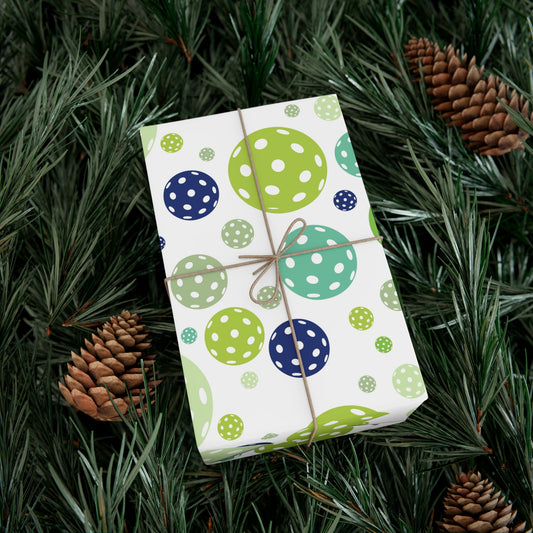 Gift Wrapping Paper - Green & Turquoise Pickleballs Design