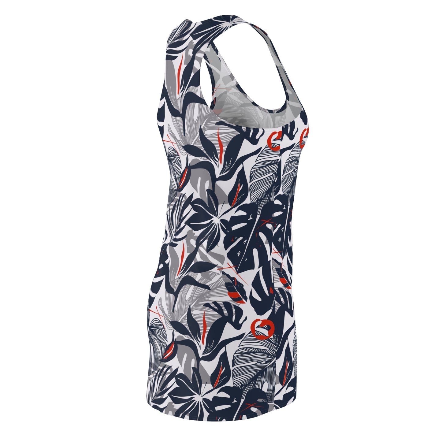 Women's Cut & Sew Racerback Dress- Black Tropical Floral