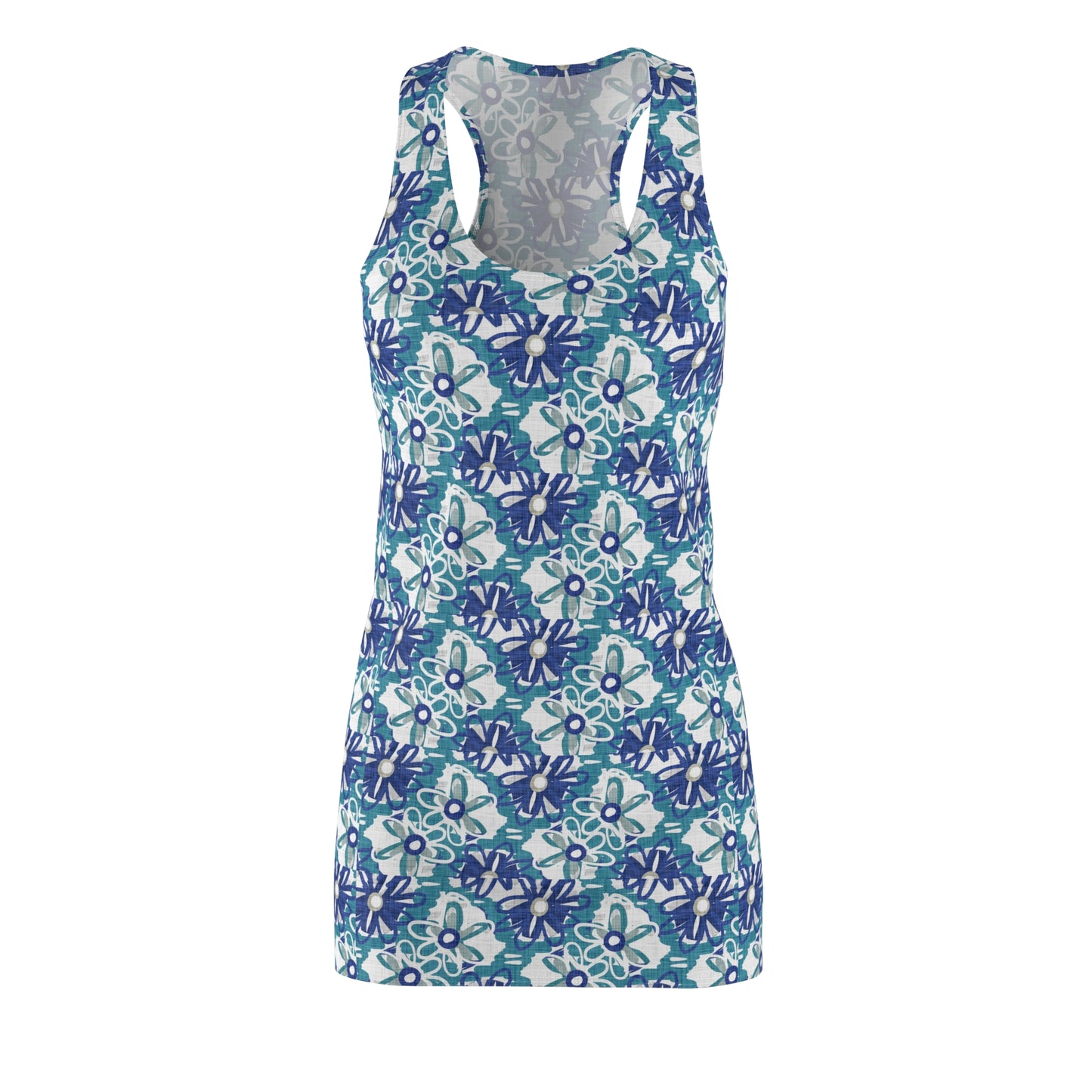 Women's Cut & Sew Racerback Dress -The Blues Floral Design