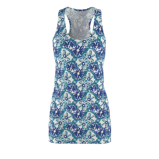 Women's Cut & Sew Racerback Dress -The Blues Floral Design