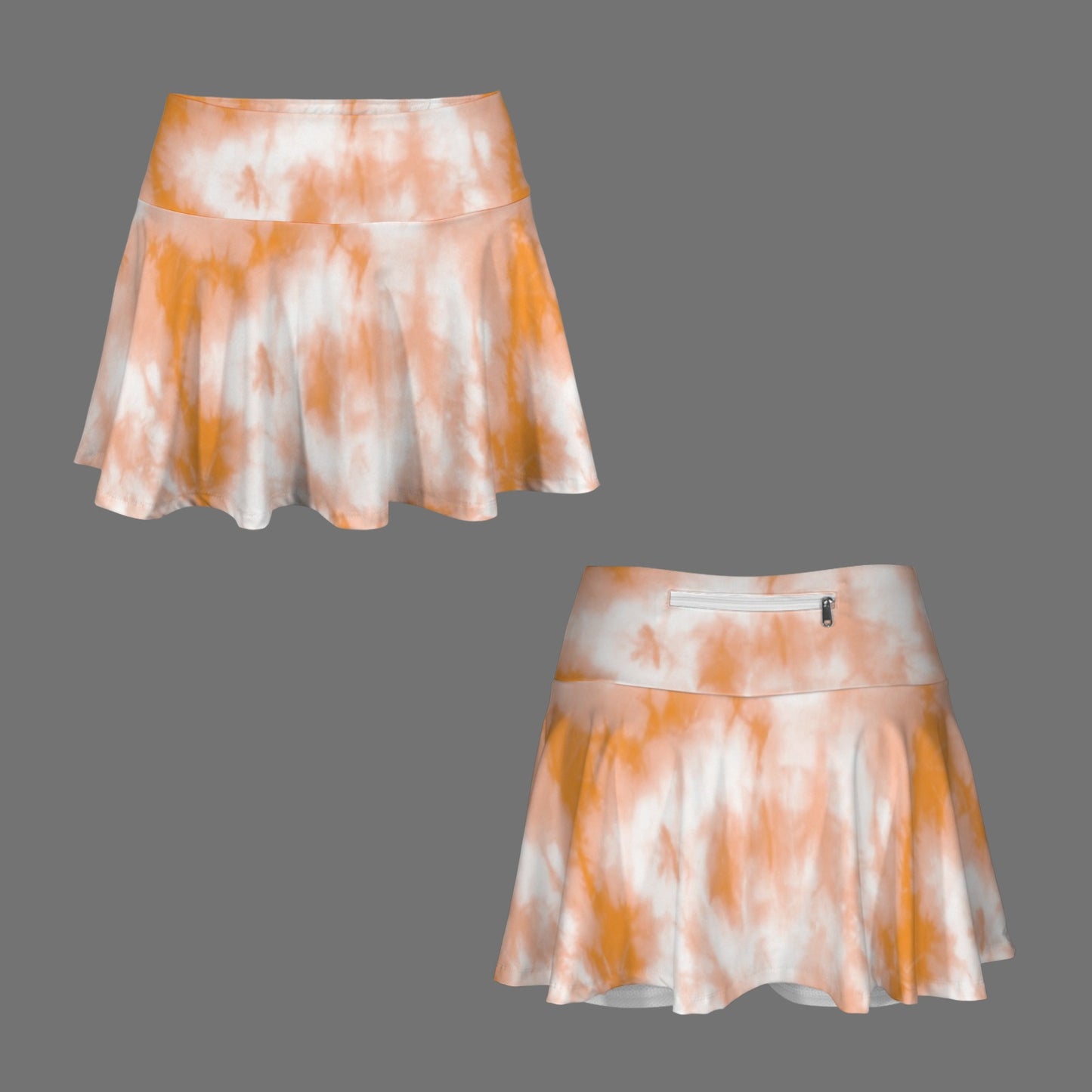 Women's Orange Tye Dye Athletic Skirt