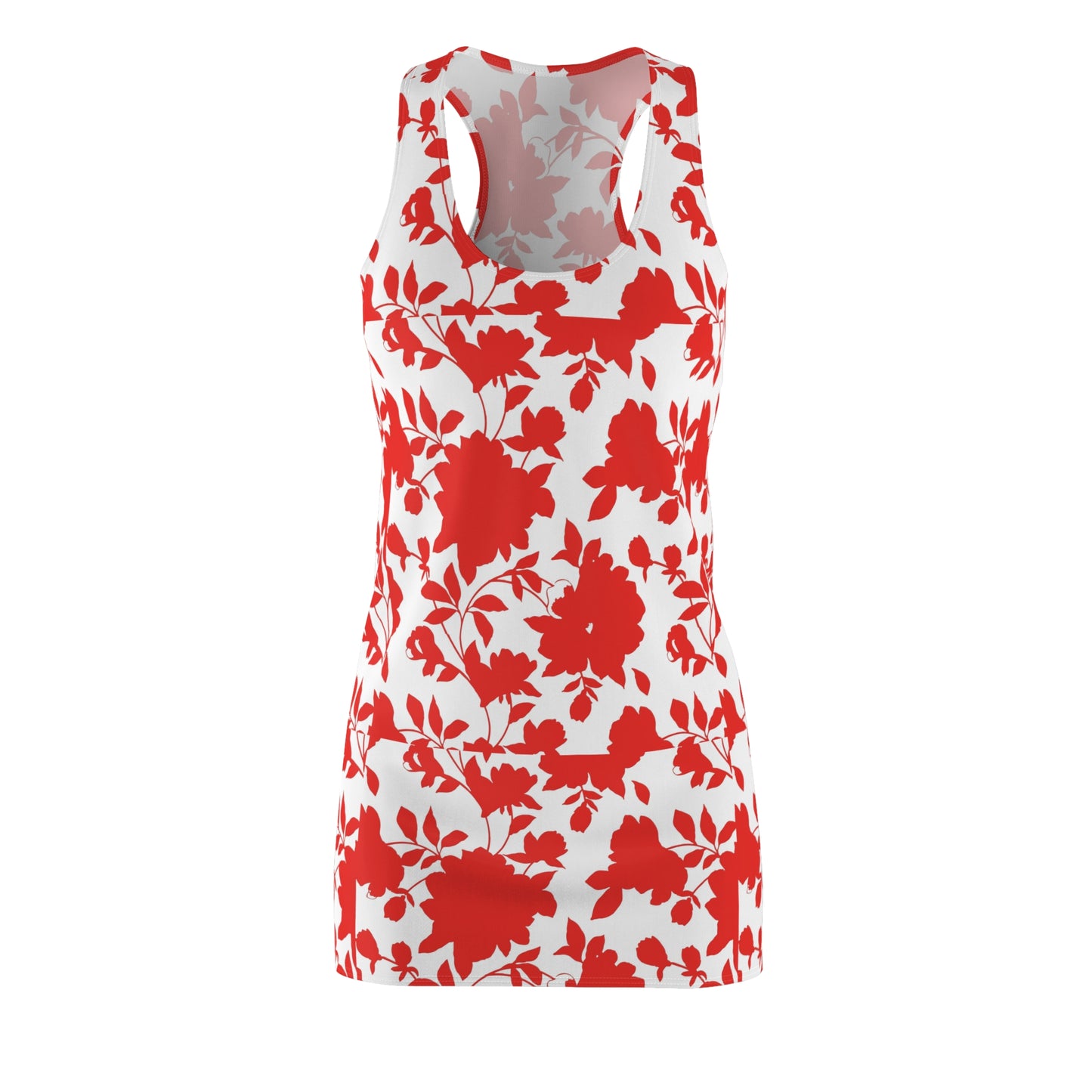 Women's Cut & Sew Racerback Dress -Red Hibiscus Flowers