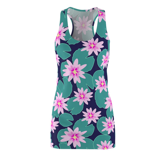 Athletic Dress - Water Lillies Design, Women's Racerback Dress, Workout Apparel, Active Wear, Fitness Clothing, Summer Dress