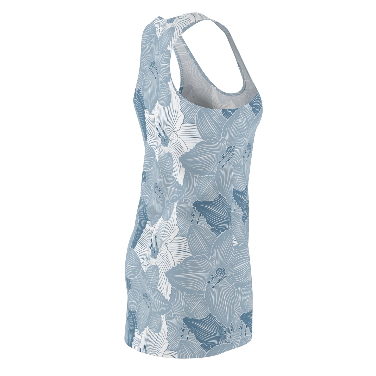 Athletic Dress - Floral Water Lillies Pattern, Women's Racerback Dres, Sleeveless Sporty Dress, Fitness Fashion, Athletic Apparel for Women,