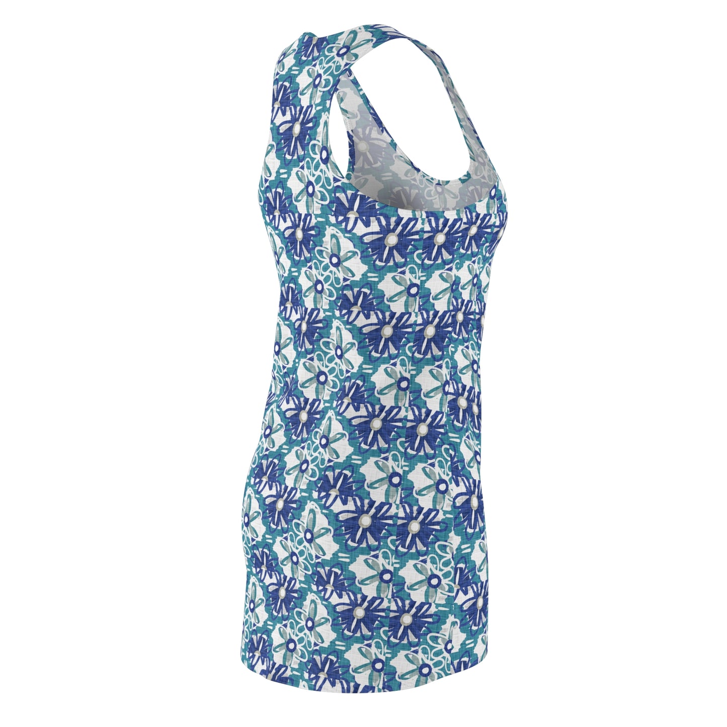 Women's Cut & Sew Racerback Dress -The Blues Floral Design