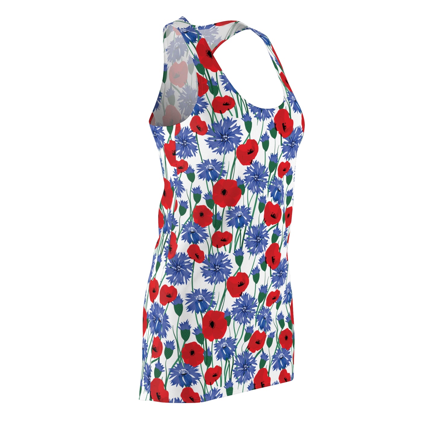 Women's Cut & Sew Racerback Dress - Florals Red Blue