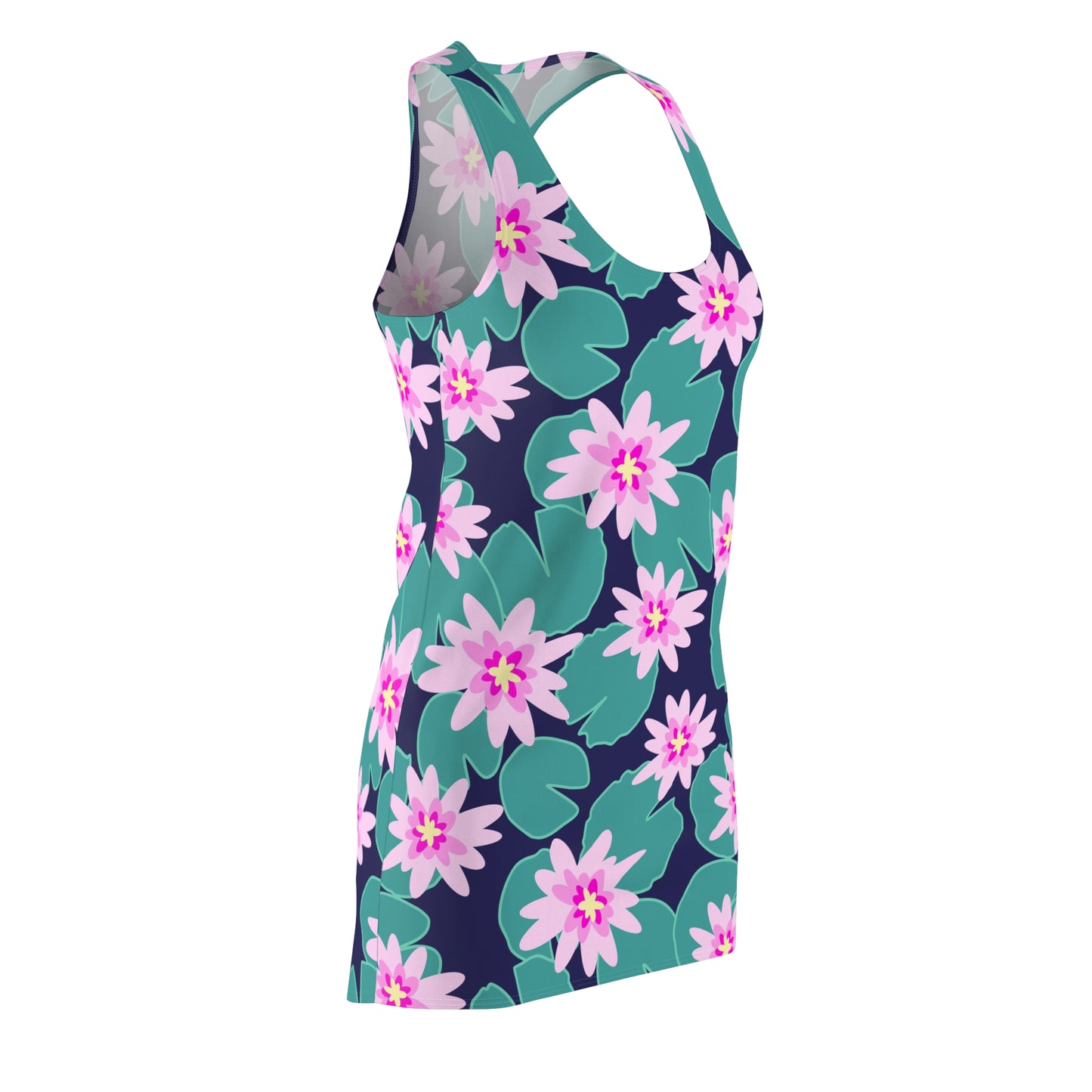 Athletic Dress - Water Lillies Design, Women's Racerback Dress, Workout Apparel, Active Wear, Fitness Clothing, Summer Dress