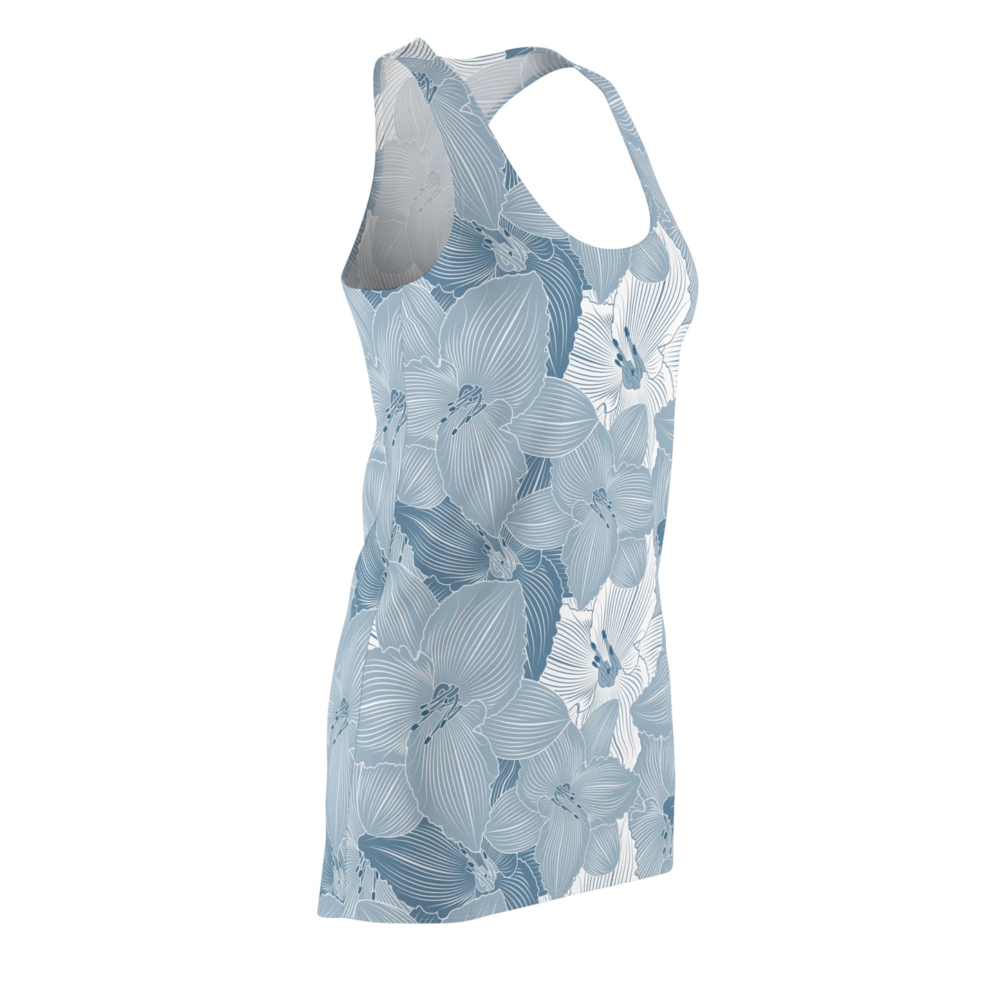 Athletic Dress - Floral Water Lillies Pattern, Women's Racerback Dres, Sleeveless Sporty Dress, Fitness Fashion, Athletic Apparel for Women,